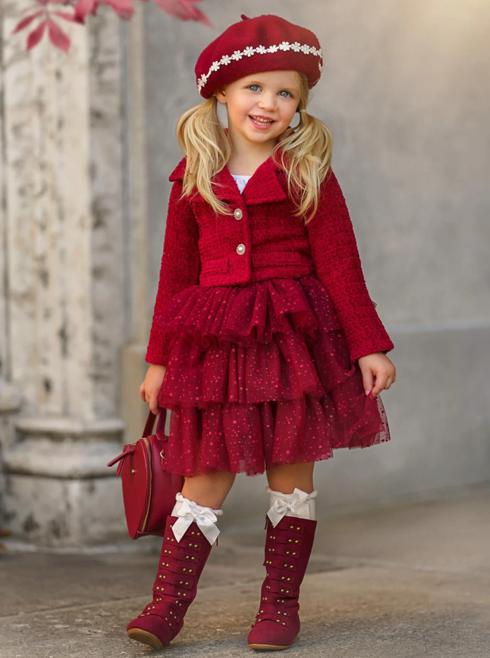 Fairy Flutter Red Jacket and Tutu Skirt Set - Image 2