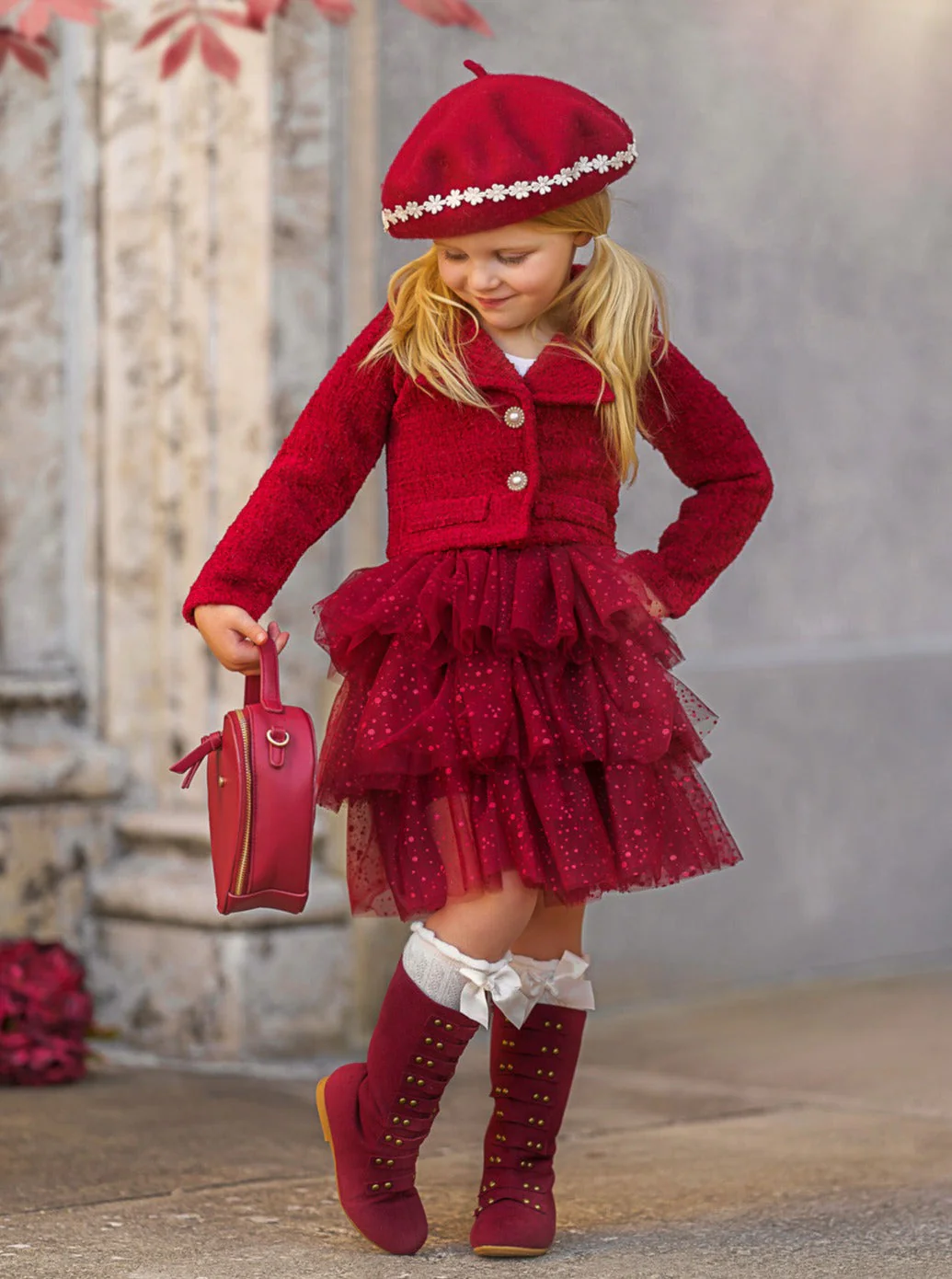 Fairy Flutter Red Jacket and Tutu Skirt Set - Image 3