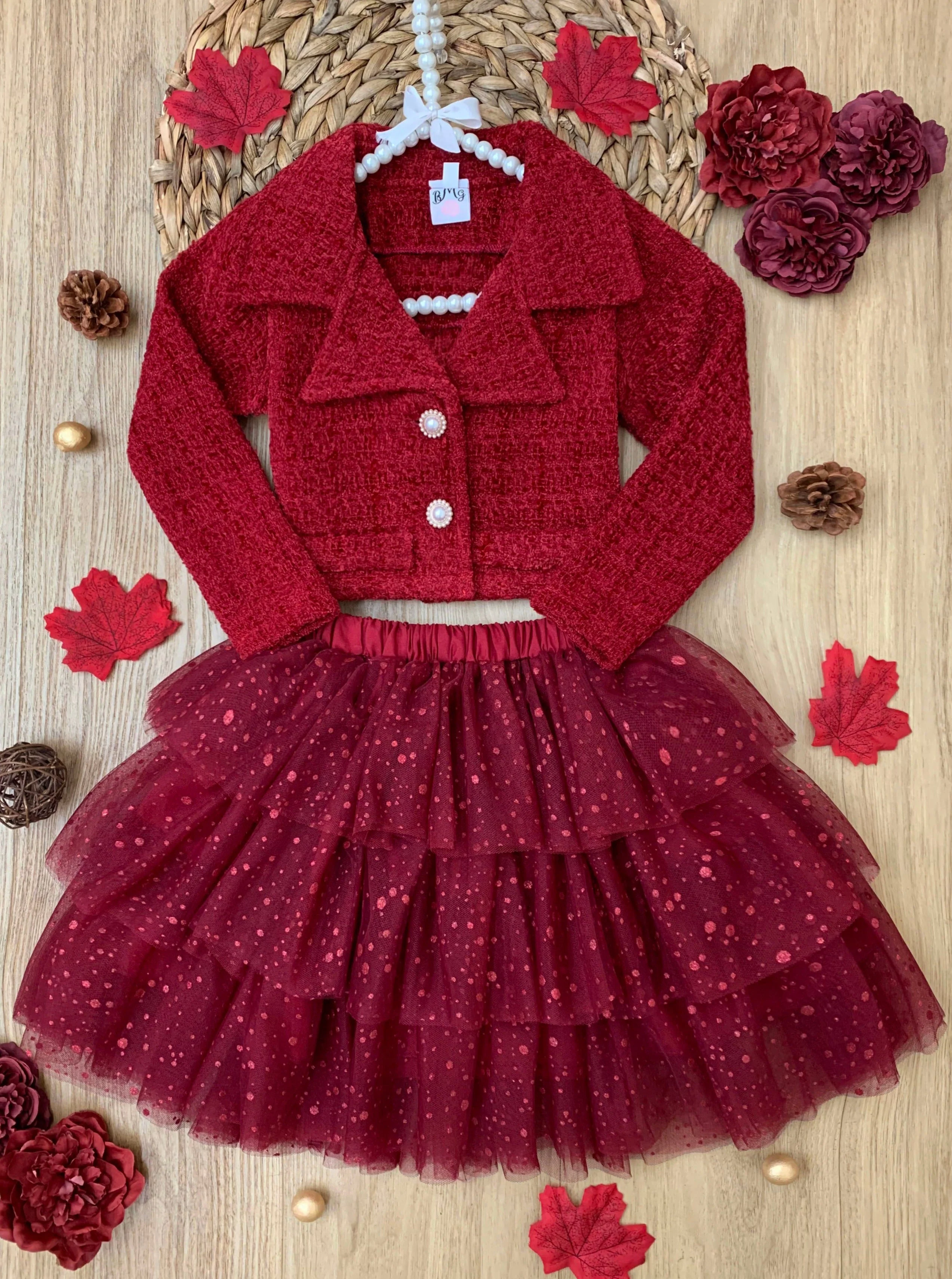 Fairy Flutter Red Jacket and Tutu Skirt Set - Image 4