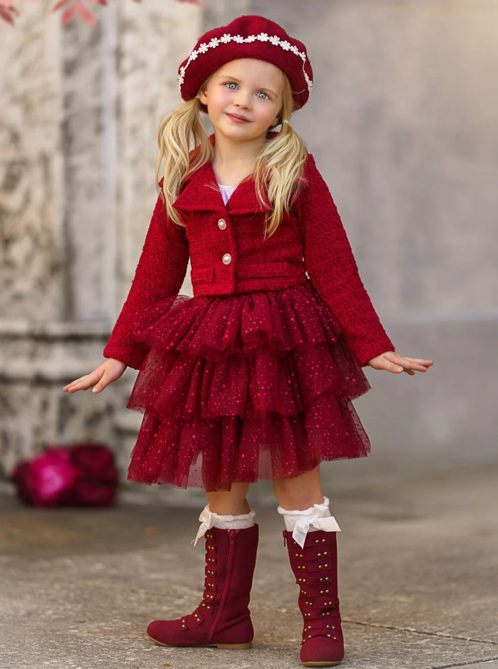 Fairy Flutter Red Jacket and Tutu Skirt Set - Image 5