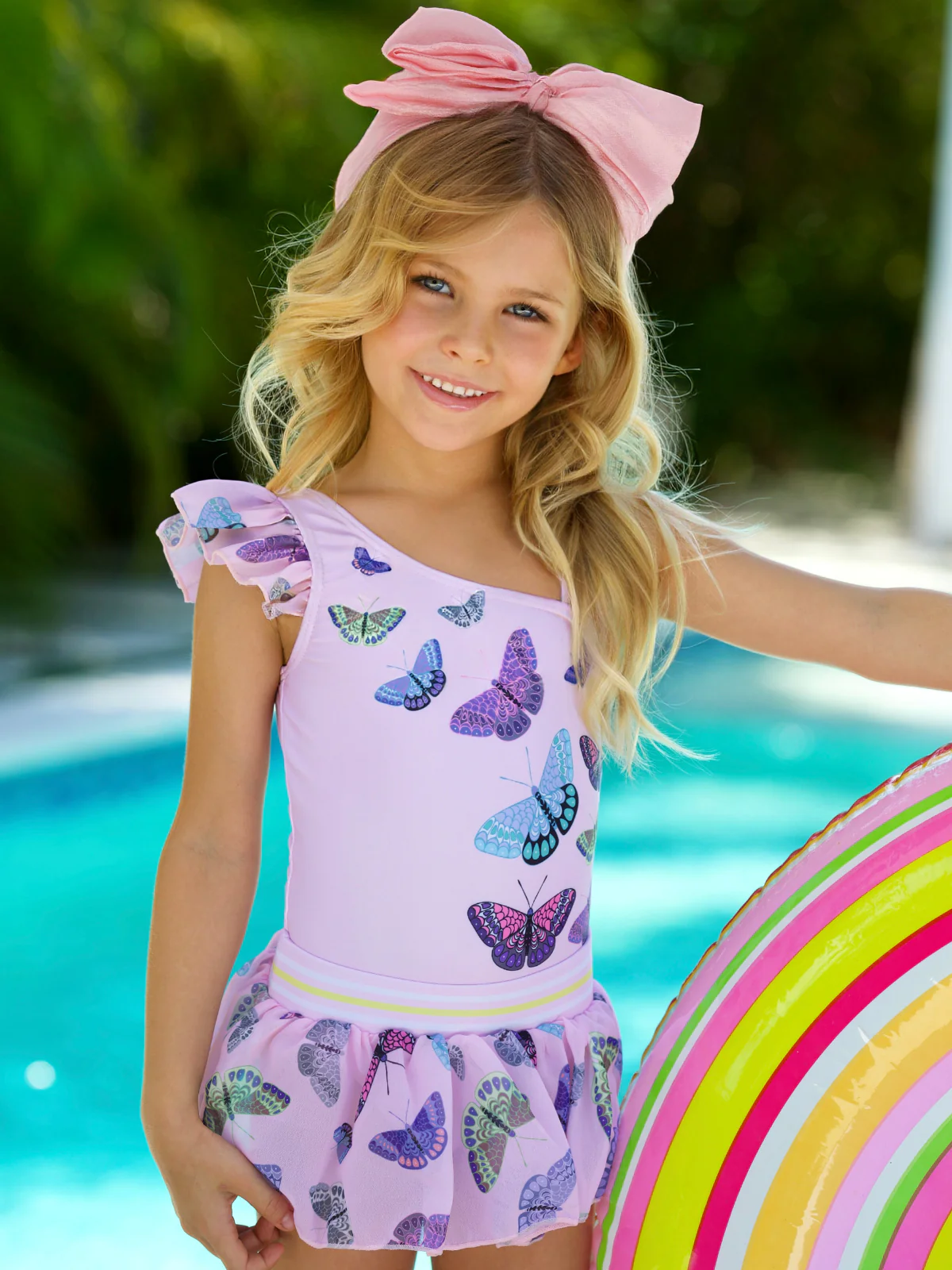Butterfly Bliss One Piece Swimsuit with Cover Up Skirt - Image 3