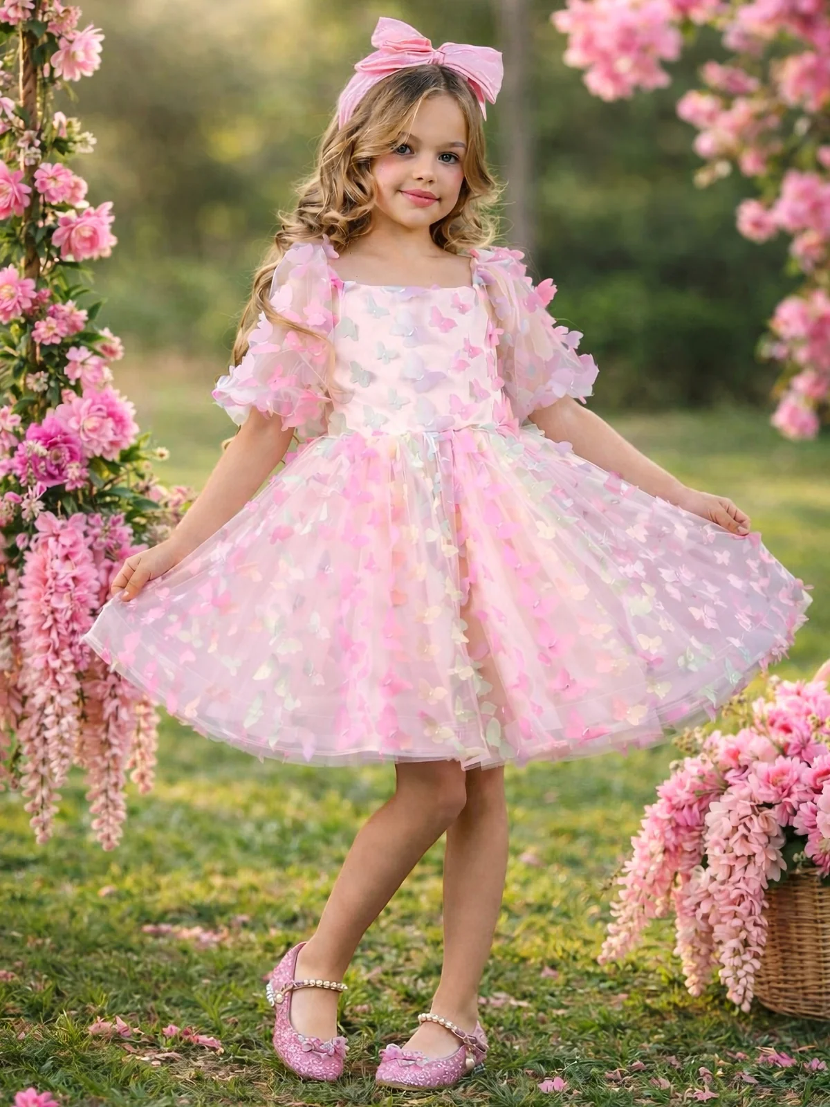 Butterfly Bliss 3D Applique Party Dress - Image 4