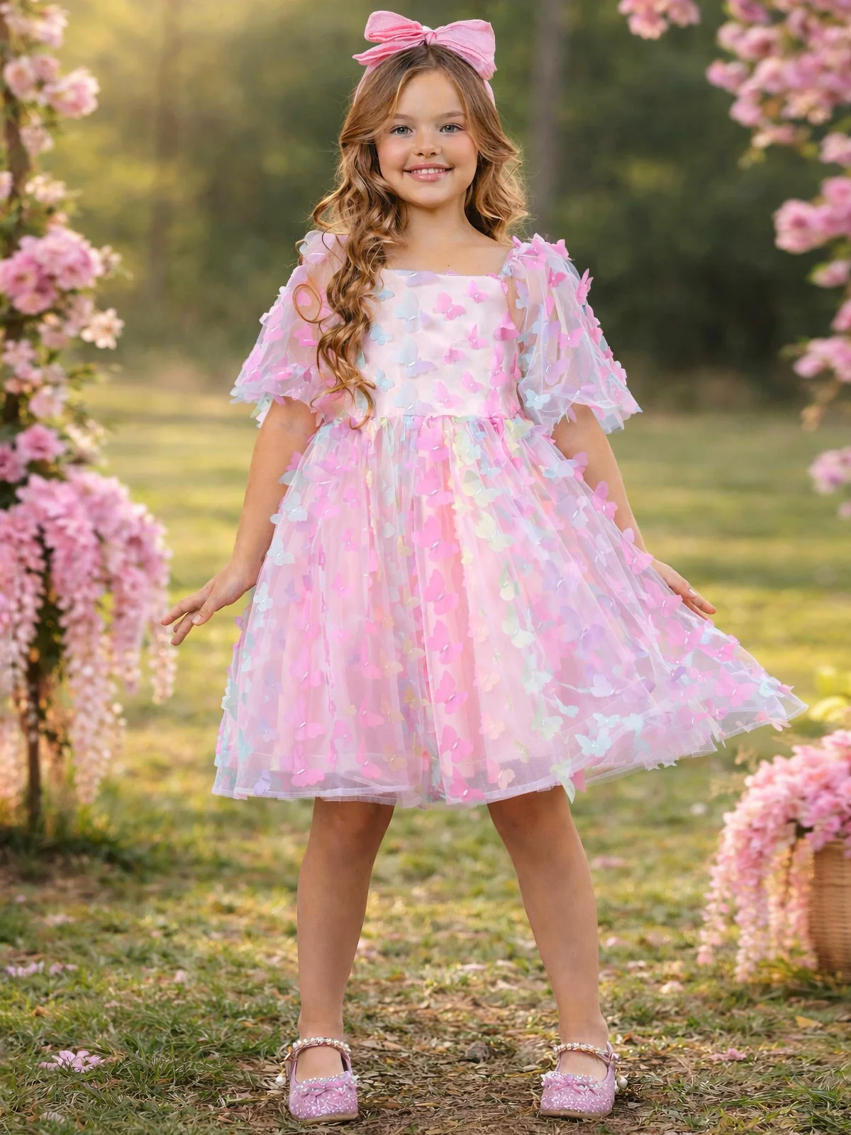 Butterfly Bliss 3D Applique Party Dress - Image 7