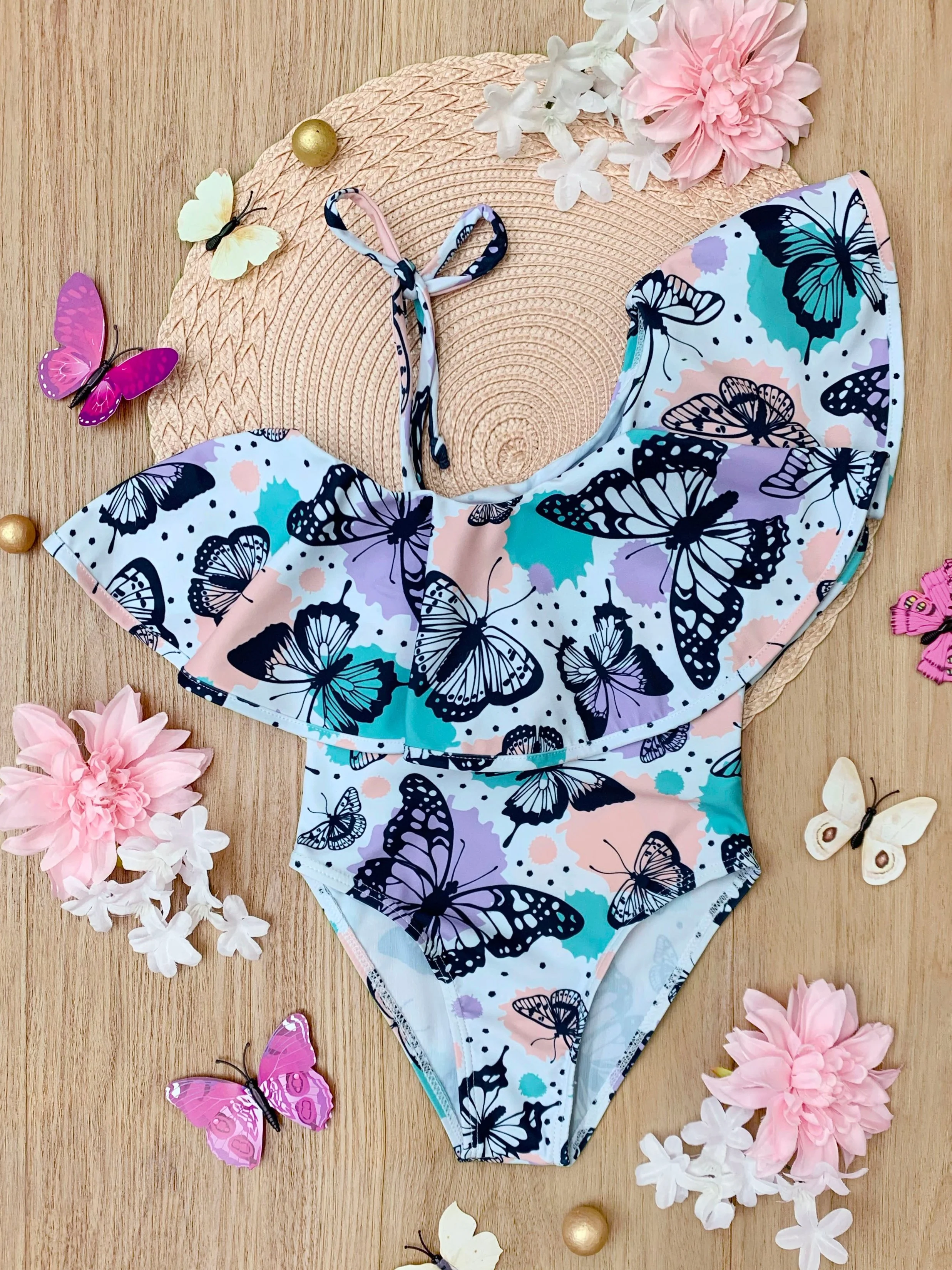 Butterfly Dreams Ruffle One-Piece Swimsuit - Image 4