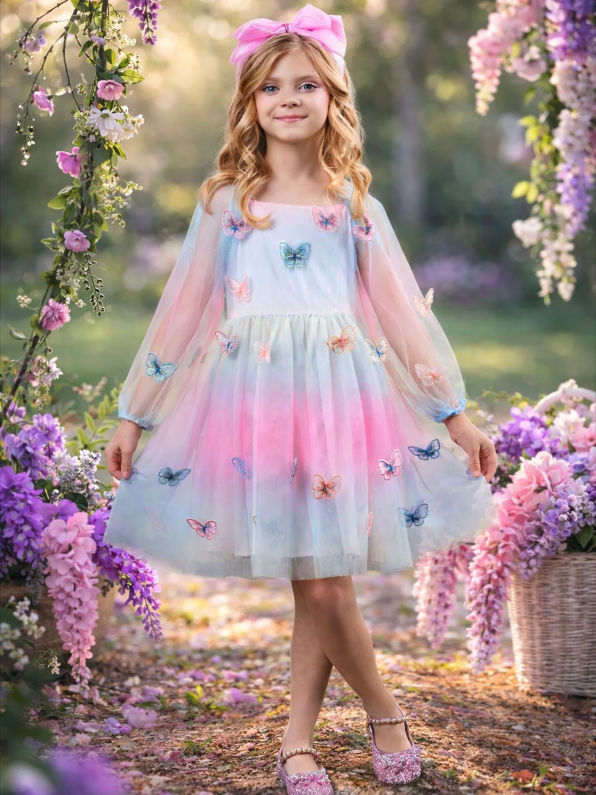 Butterfly Ombre Tulle Party Dress