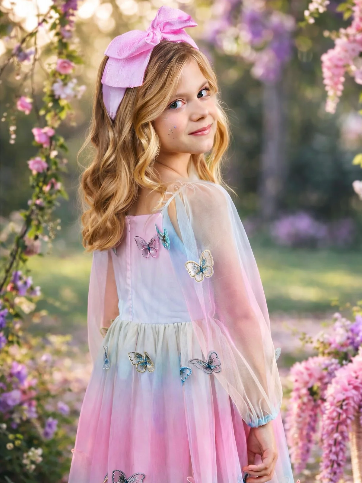 Butterfly Ombre Tulle Party Dress - Image 3