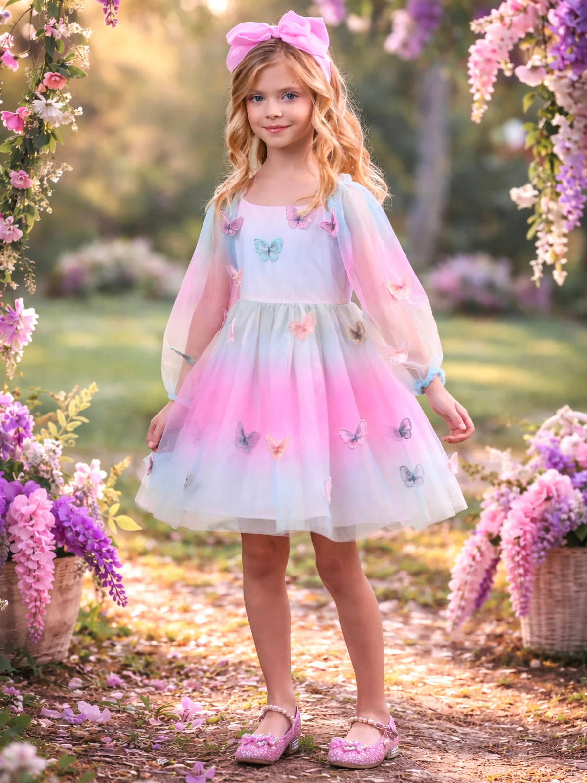 Butterfly Ombre Tulle Party Dress - Image 4