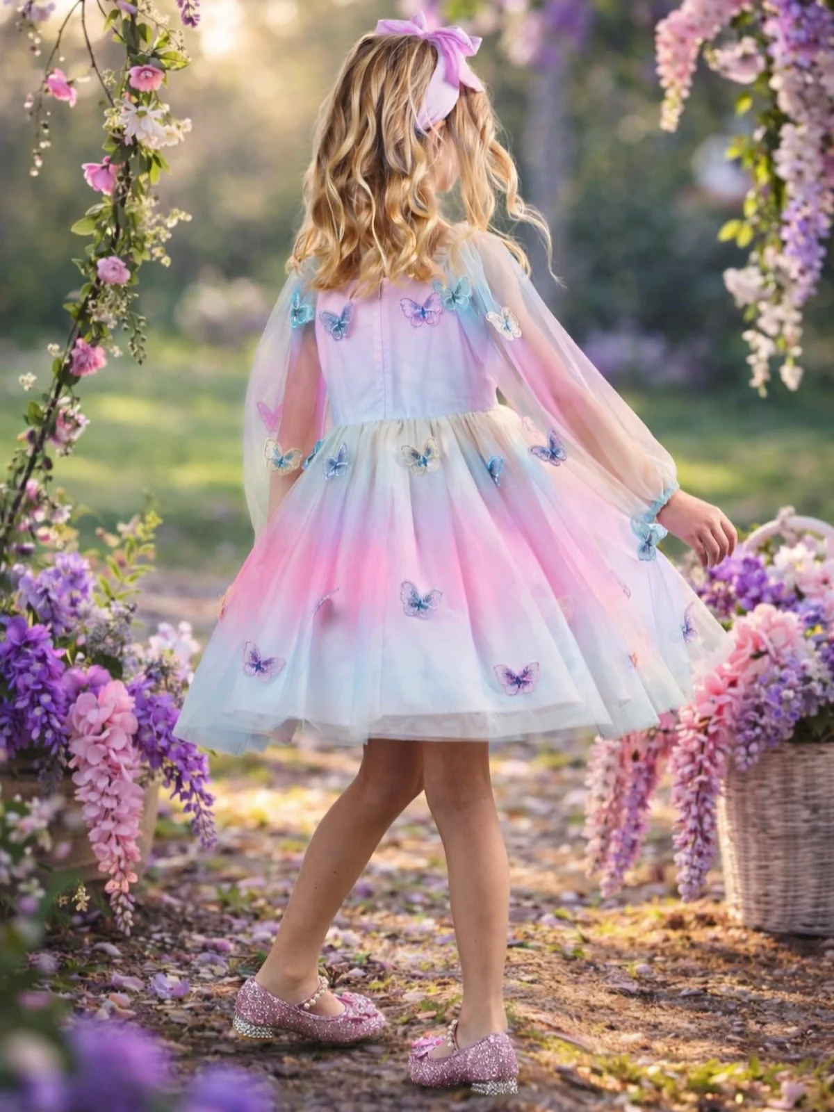Butterfly Ombre Tulle Party Dress - Image 5