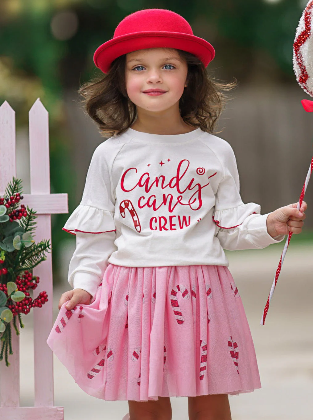 Candy Cane Crew Christmas Tutu Skirt Set - Image 2