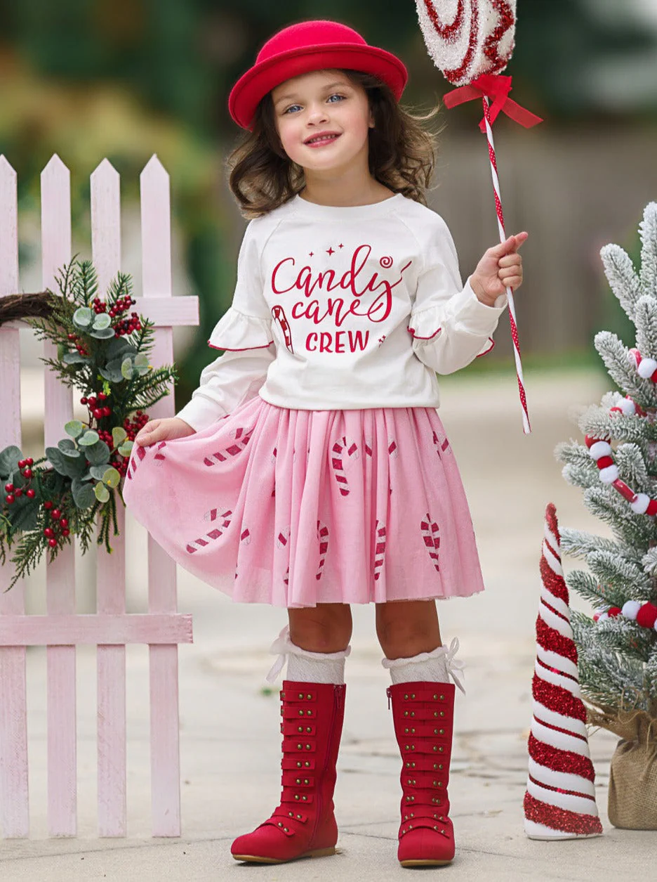 Candy Cane Crew Christmas Tutu Skirt Set - Image 3