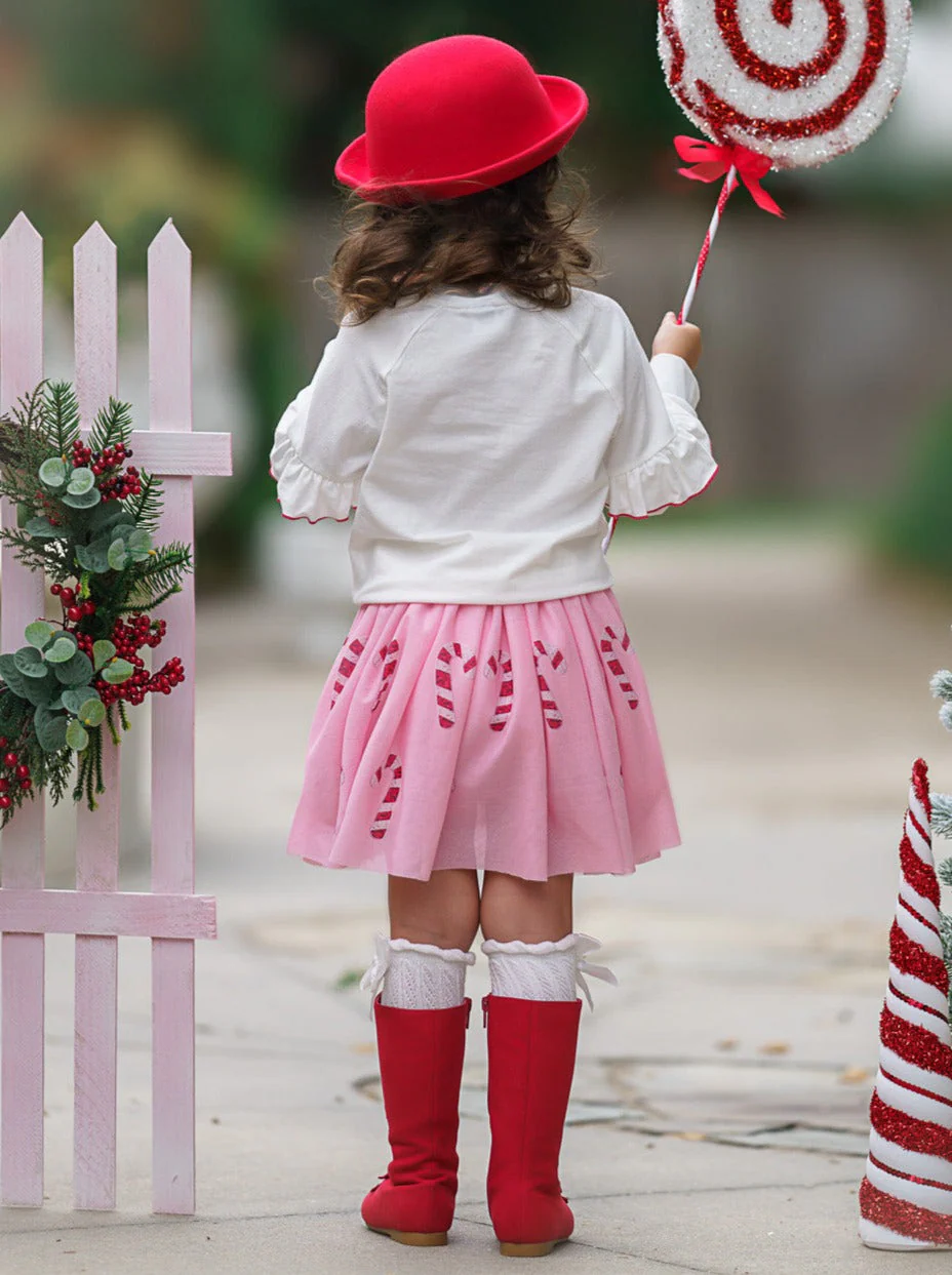 Candy Cane Crew Christmas Tutu Skirt Set - Image 4