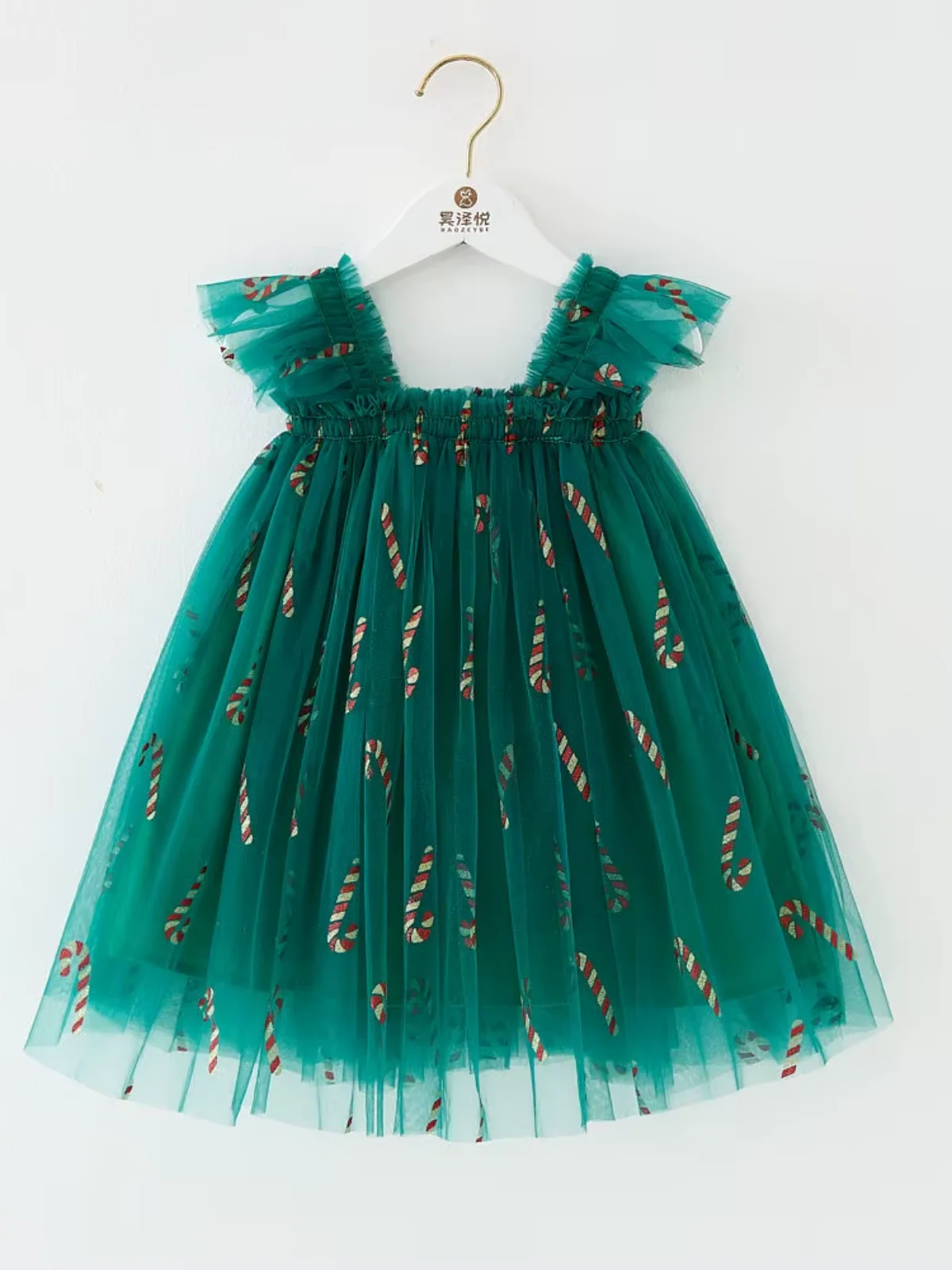 Candy Cane Green Sparkle Christmas Dress - Image 6