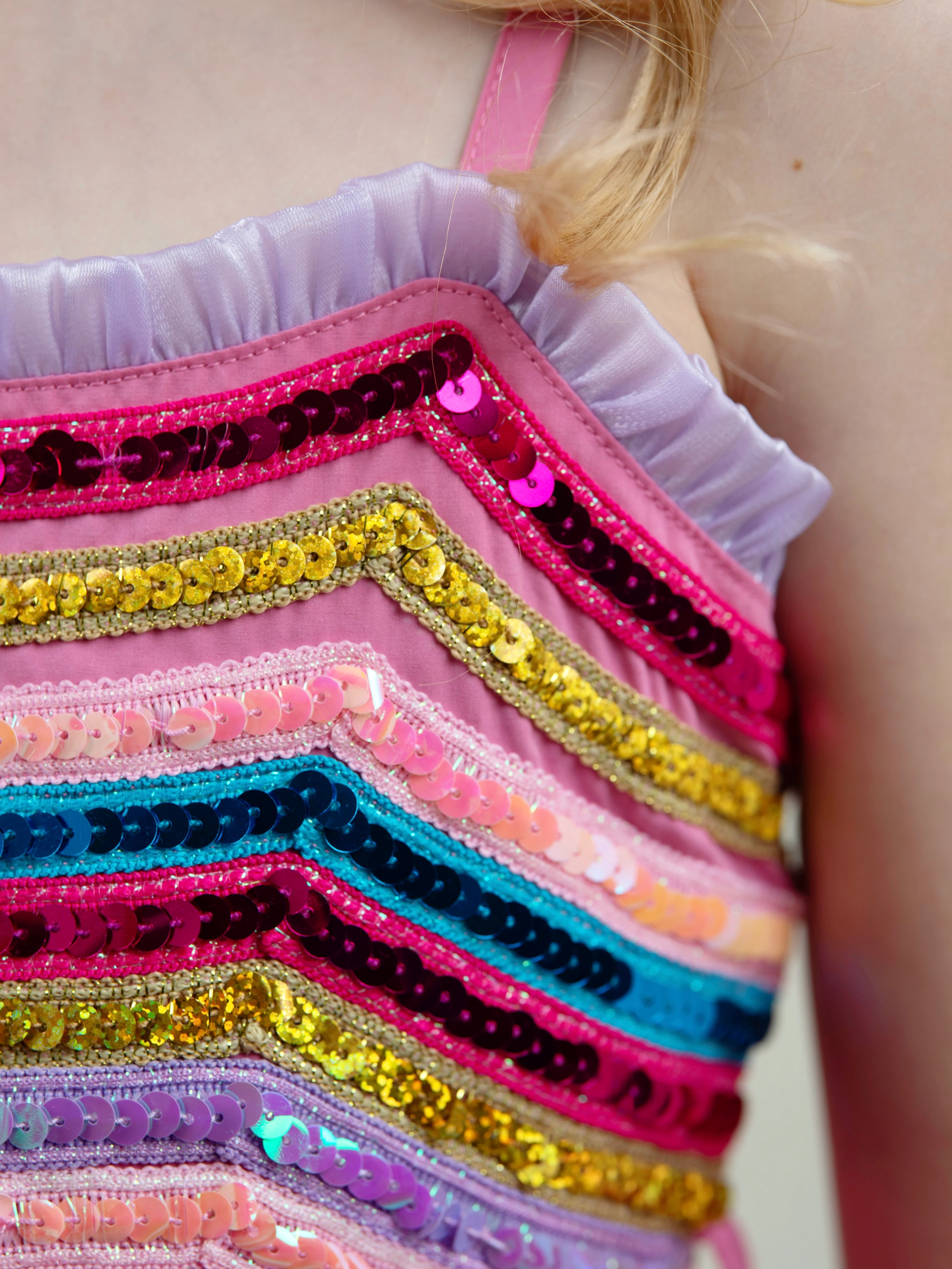 Candy Sparkle Rainbow Sequin Cotton Dress - Image 2