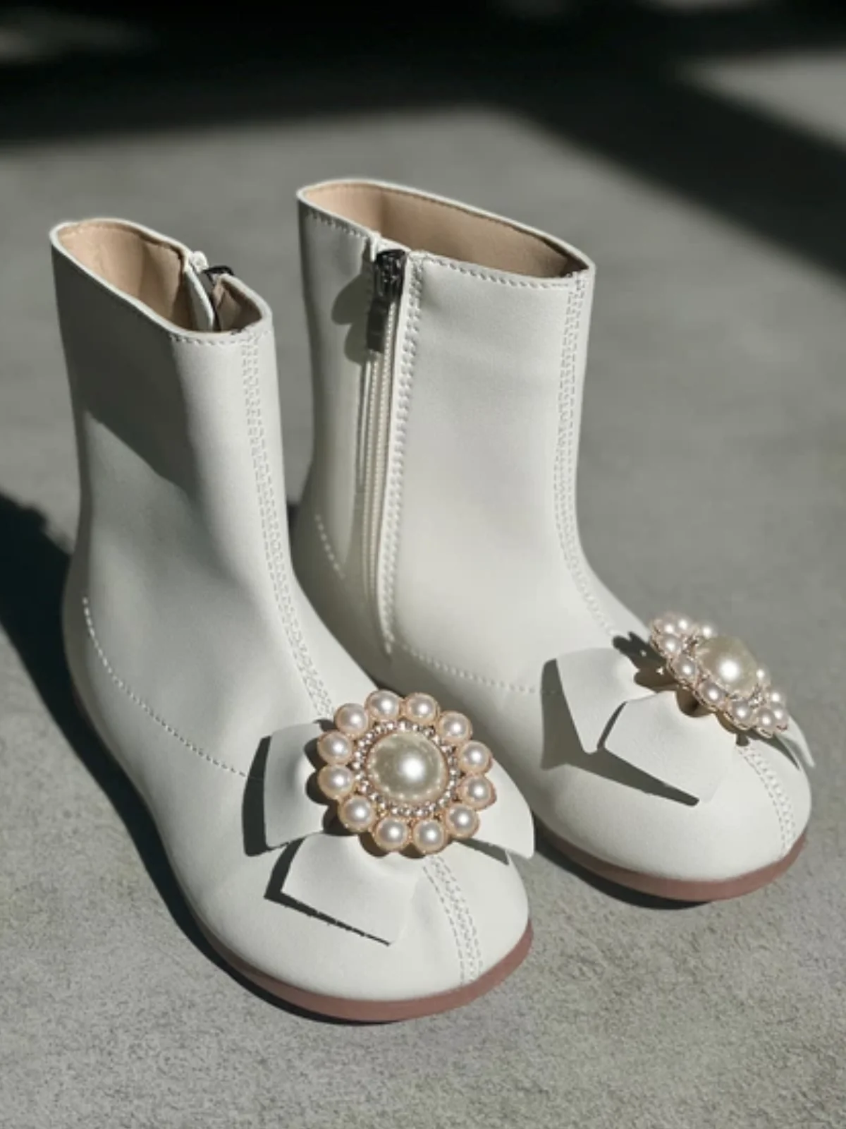 Catwalk Elegance Pearl Bow Ankle Boots By Liv and Mia - Image 3