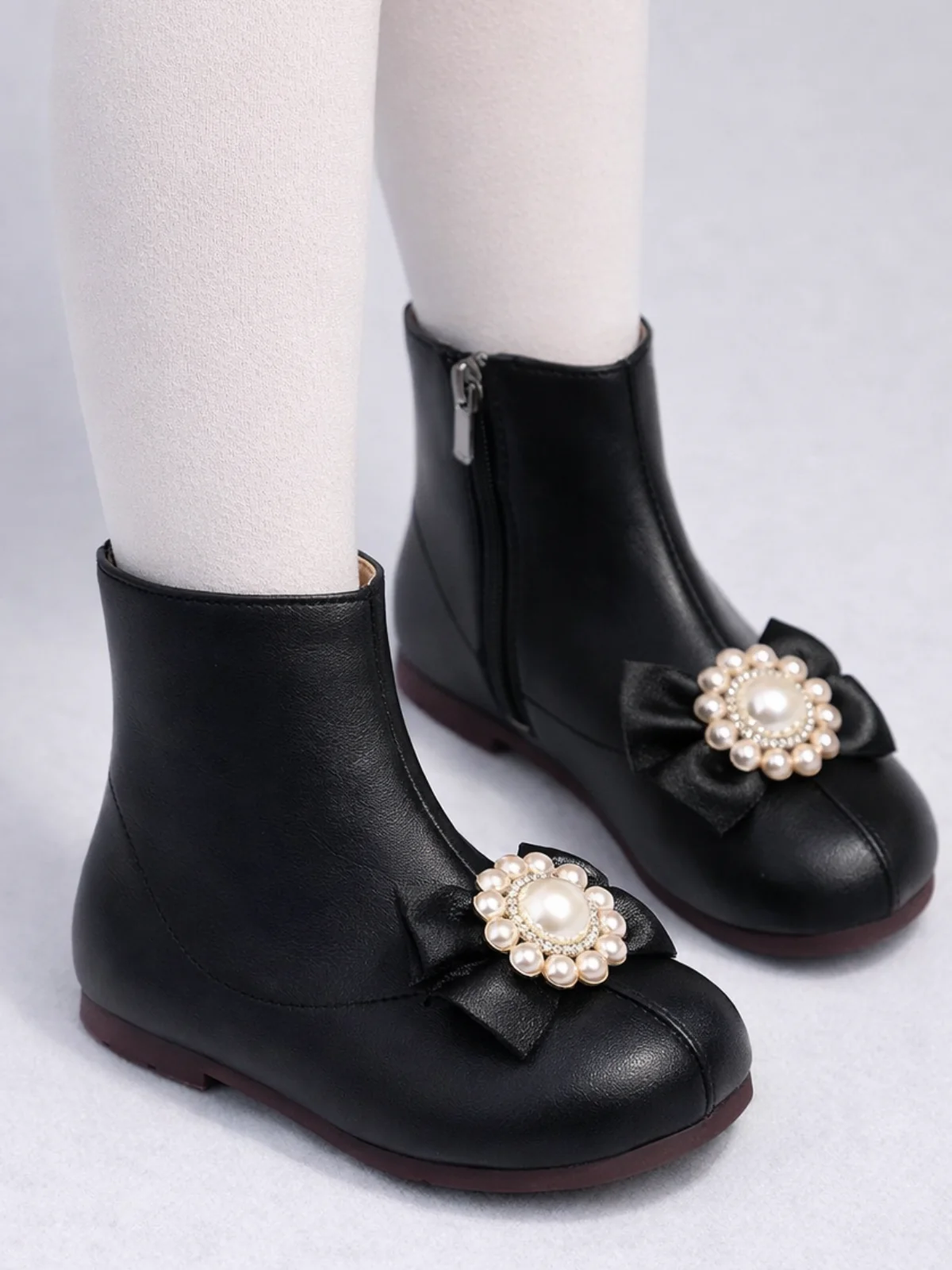 Catwalk Elegance Pearl Bow Ankle Boots By Liv and Mia - Image 7