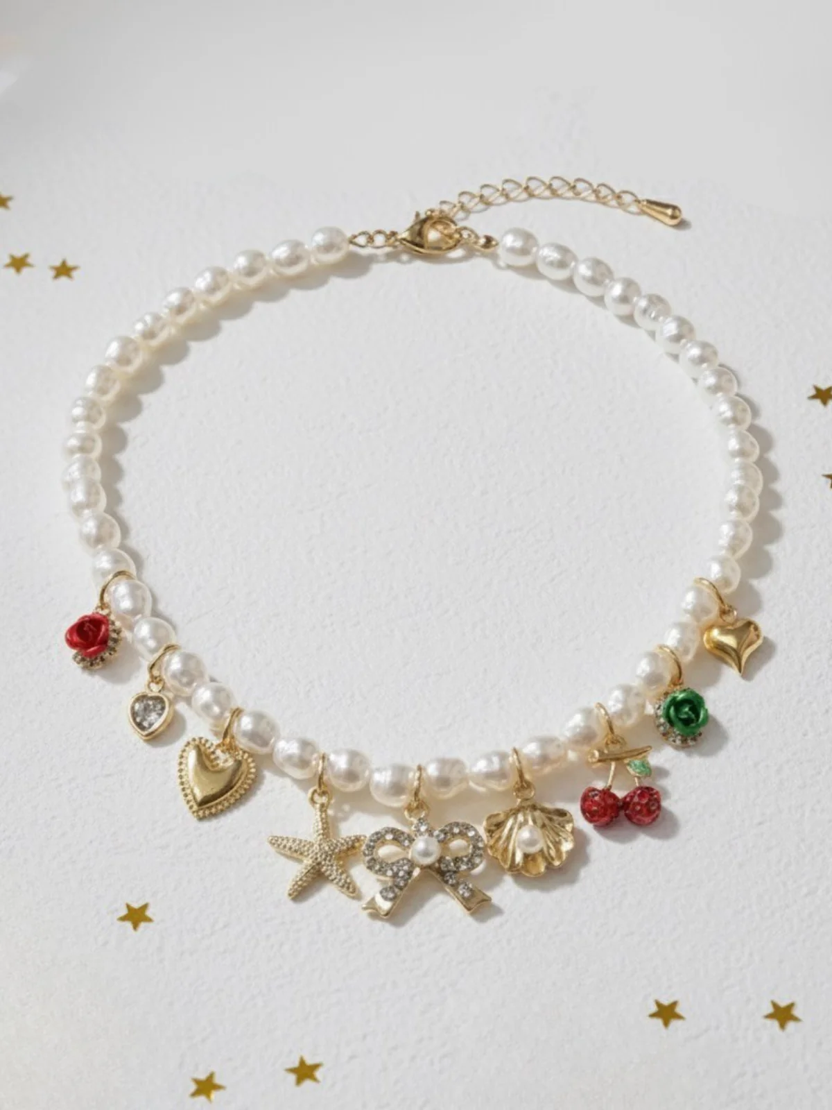Charmed & Chic Pearl Bead Charm Necklace - Image 2