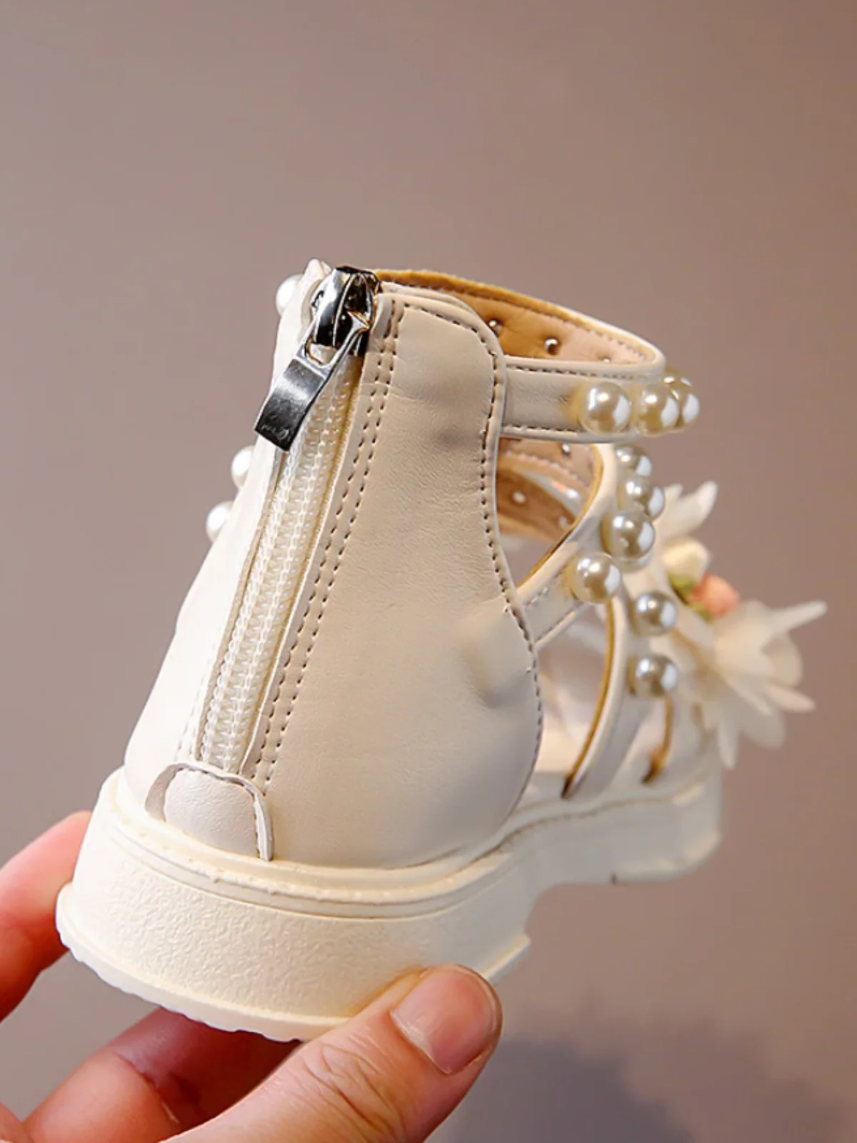 Charming Girls' Pearl-Embellished Floral Sandals By Liv and Mia - Image 5