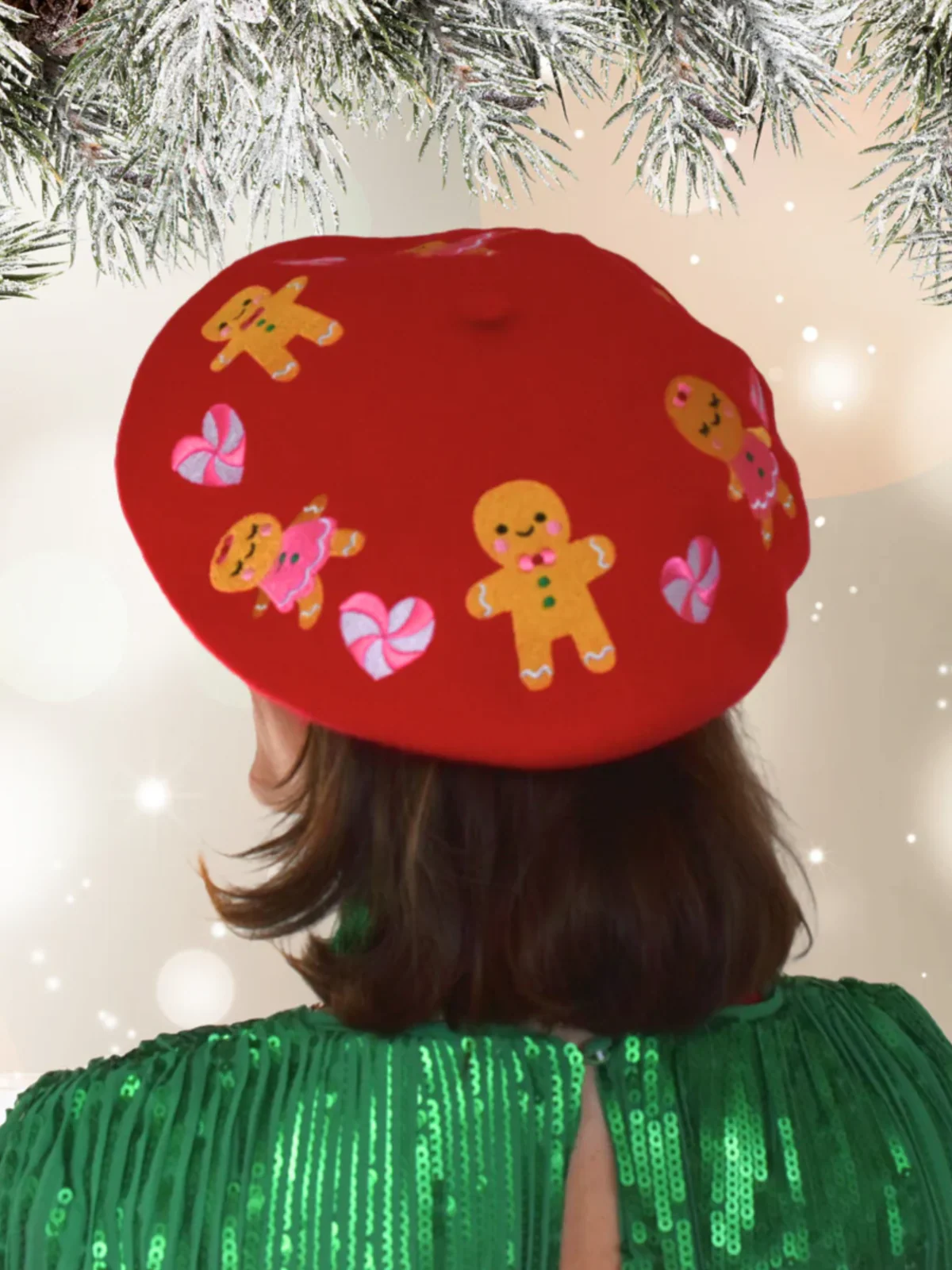 Cheerful Holiday Beret with Adorable Holiday Details - Image 2