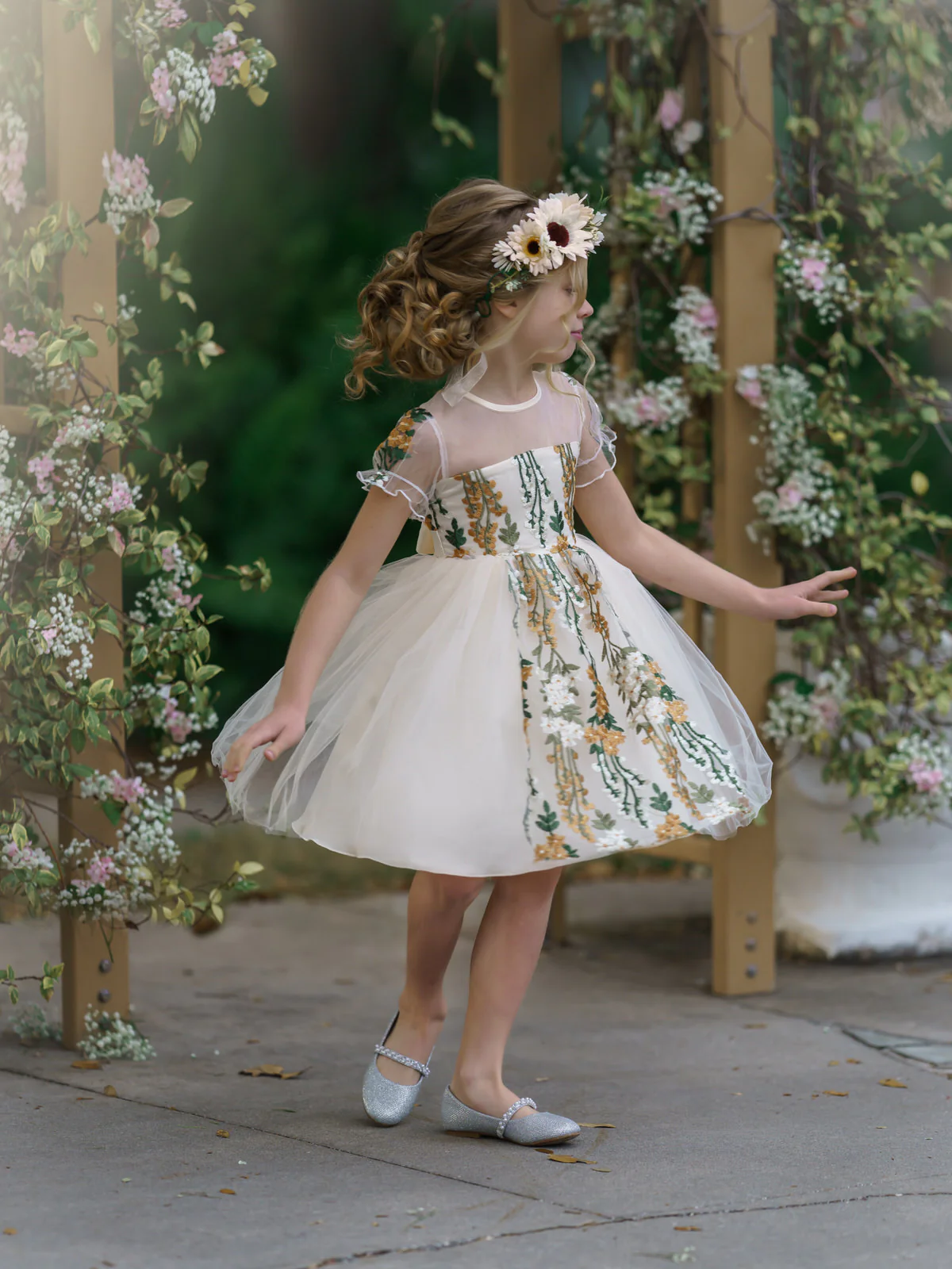 Cherished Floral Embroidered Tulle Dress - Image 2