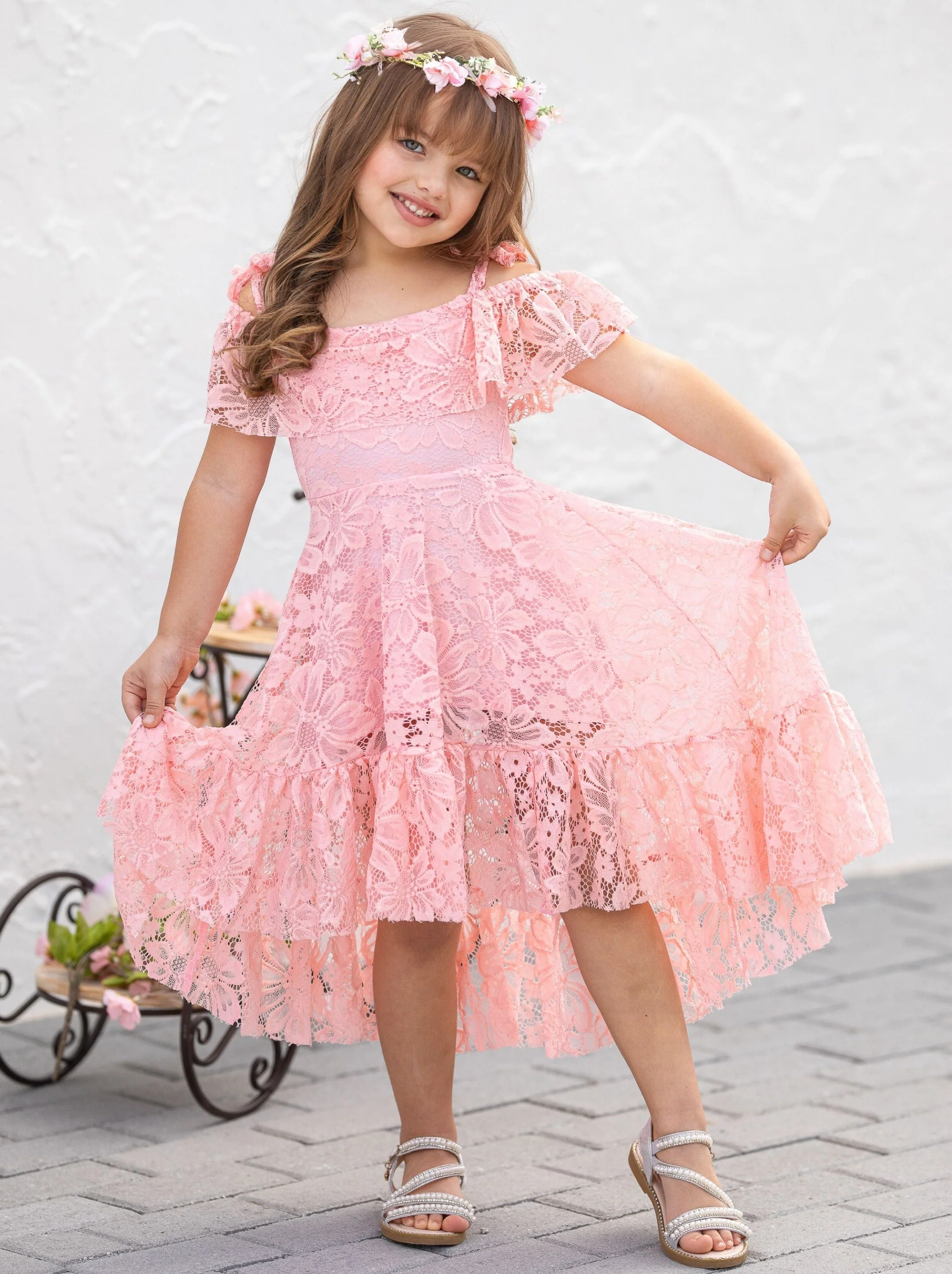 Cherry Blossom Pink Cold Shoulder Maxi Sundress - Image 2