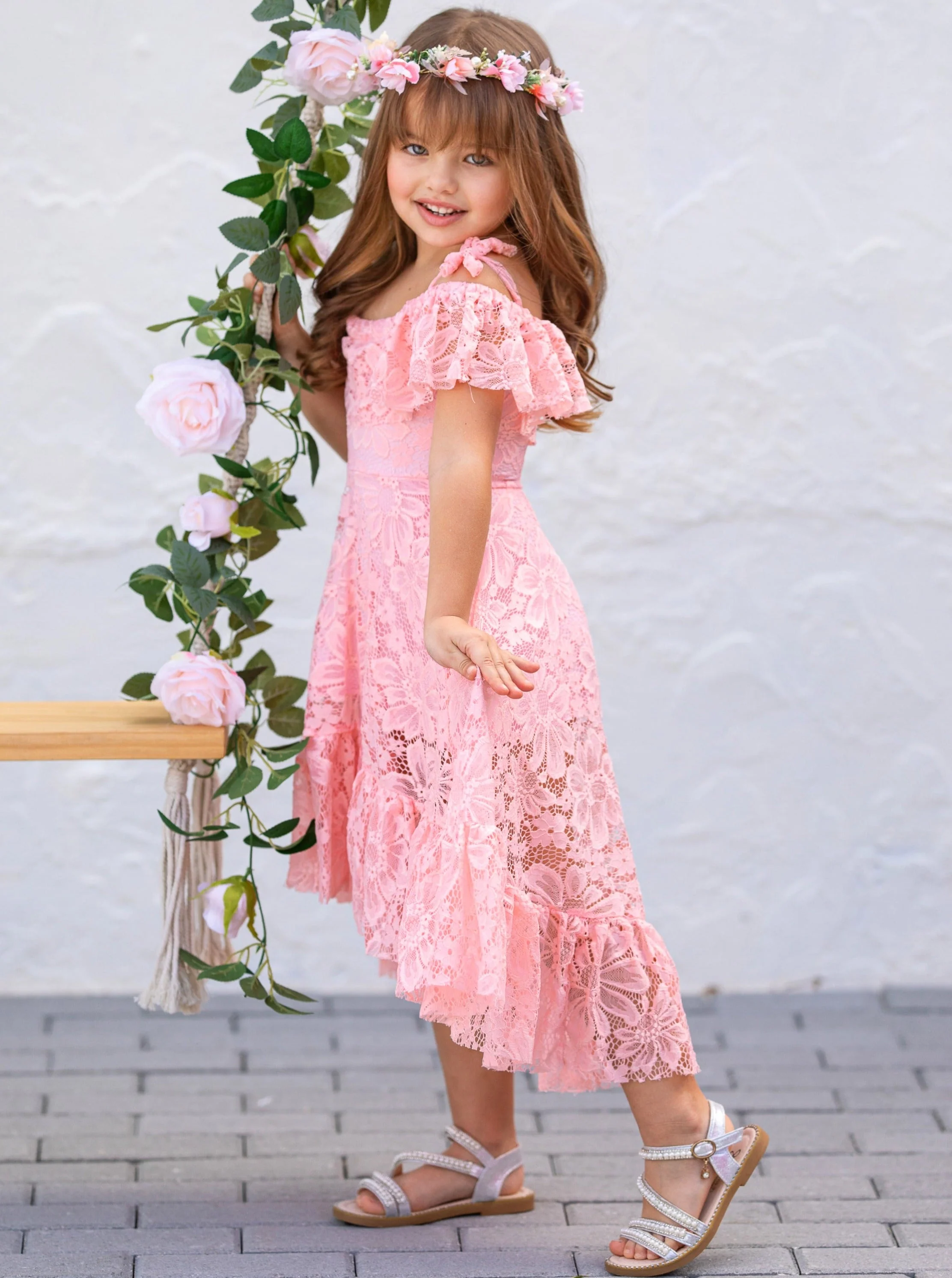 Cherry Blossom Pink Cold Shoulder Maxi Sundress - Image 3