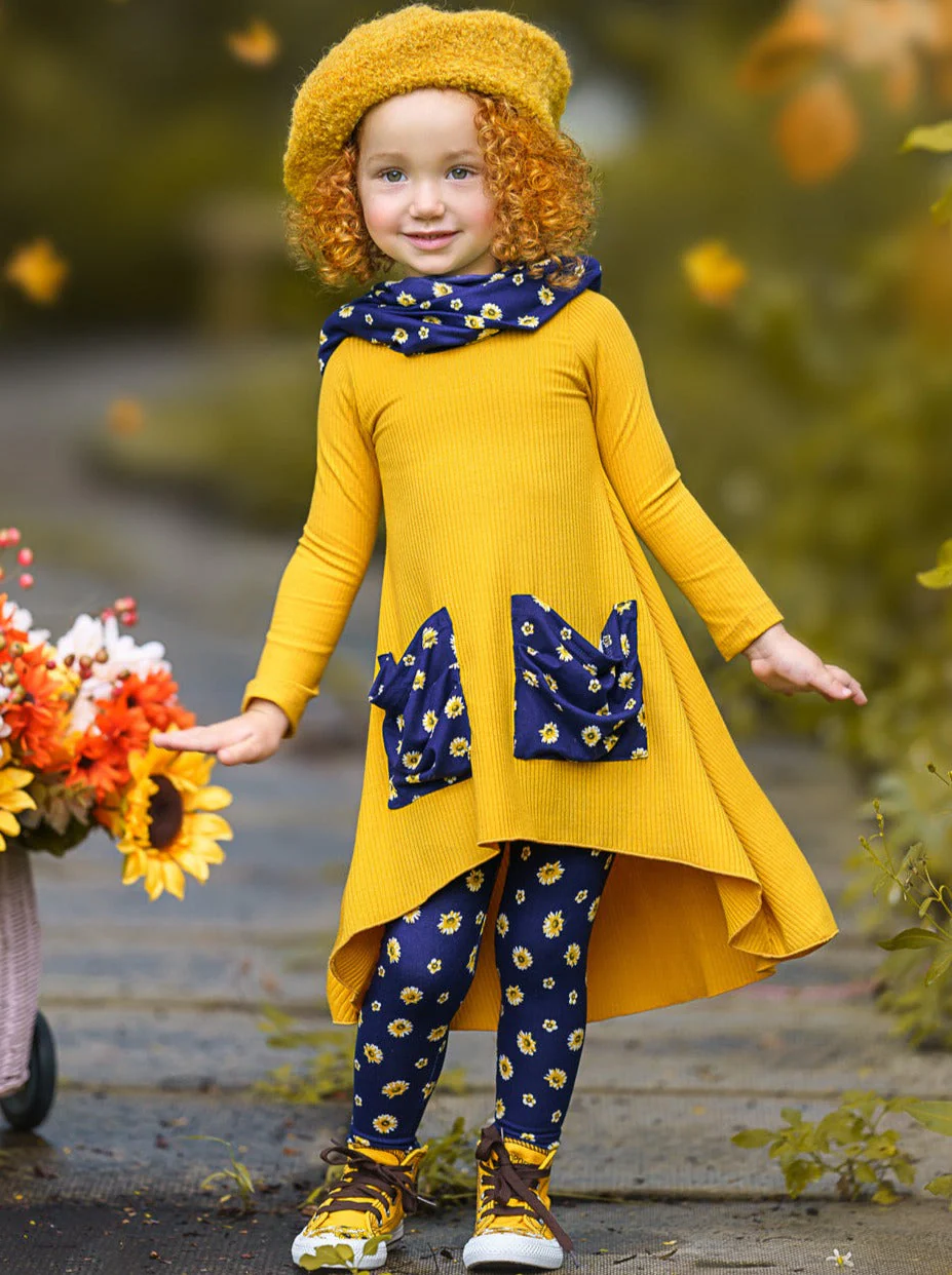 Daisy Dream Dual Pocket Tunic, Scarf and Legging Set - Image 2