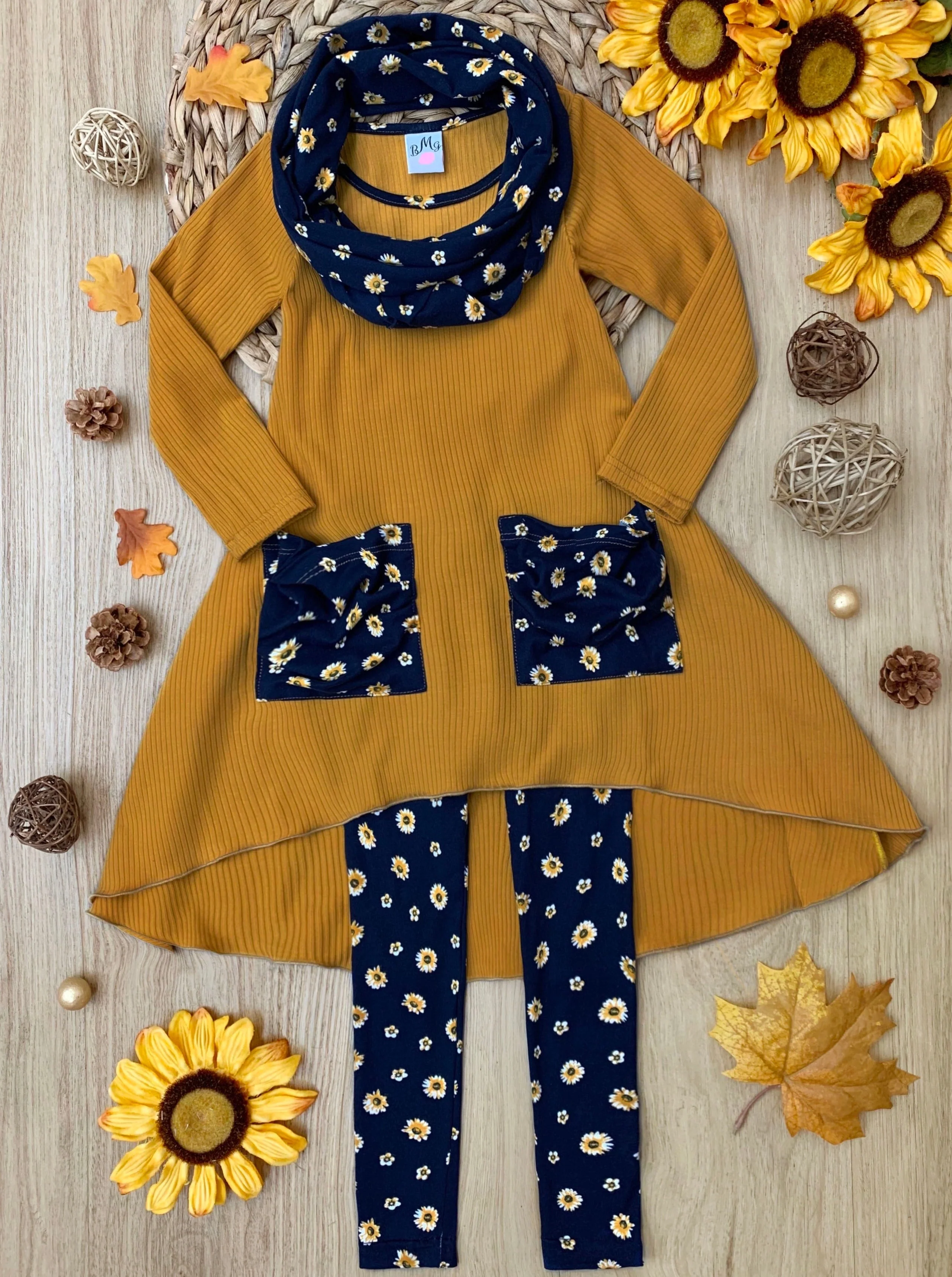 Daisy Dream Dual Pocket Tunic, Scarf and Legging Set - Image 3