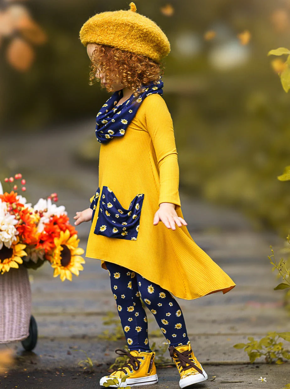 Daisy Dream Dual Pocket Tunic, Scarf and Legging Set - Image 4