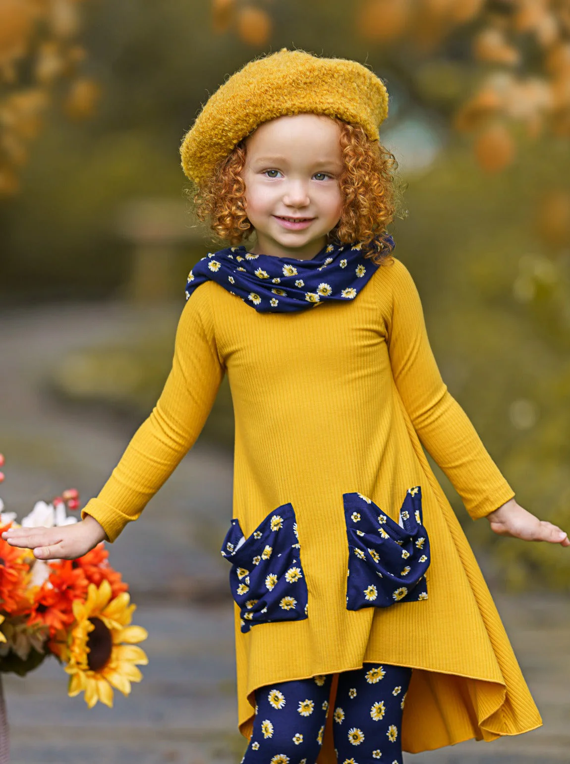 Daisy Dream Dual Pocket Tunic, Scarf and Legging Set - Image 5
