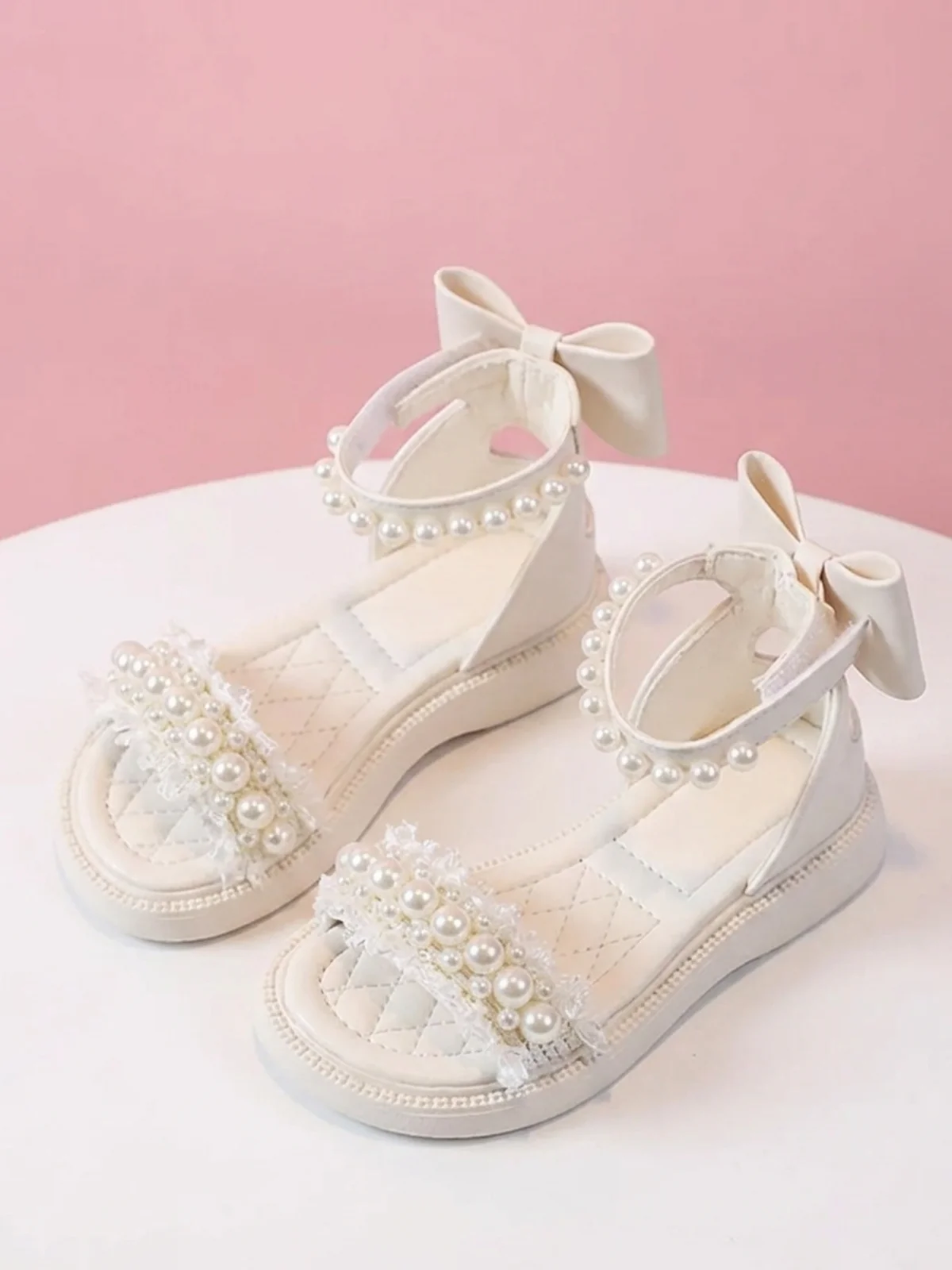 Chic and Stylish Girls' Sandals with Pearl Accents By Liv and Mia - Image 2