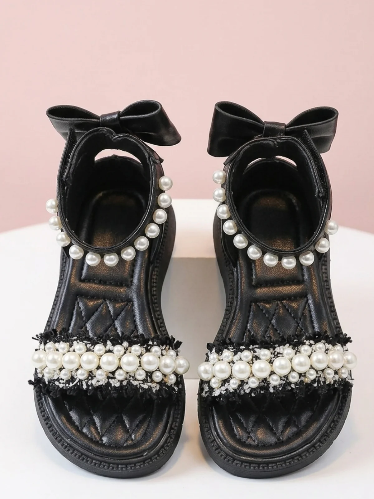Chic and Stylish Girls' Sandals with Pearl Accents By Liv and Mia - Image 3