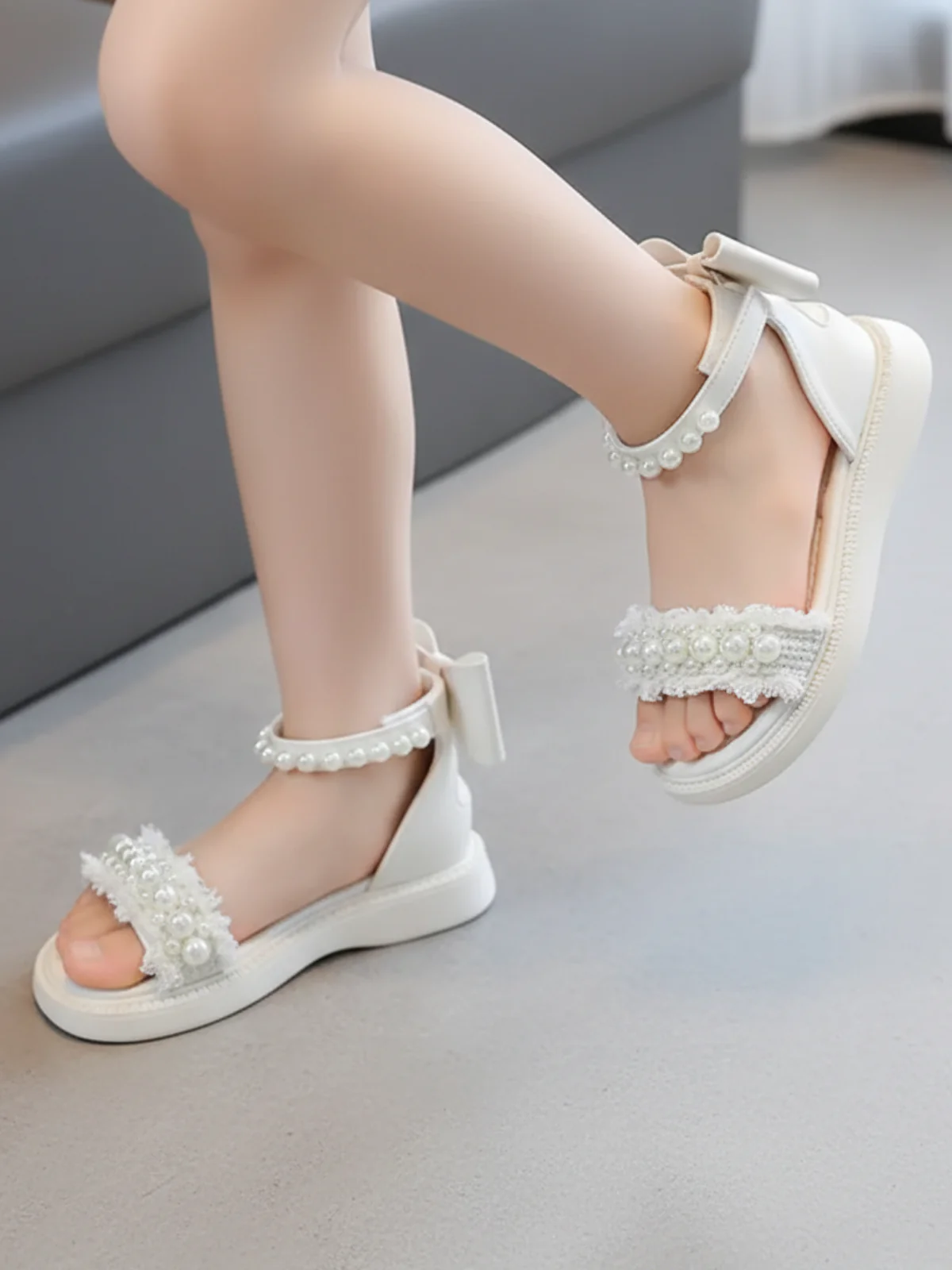 Chic and Stylish Girls' Sandals with Pearl Accents By Liv and Mia - Image 4