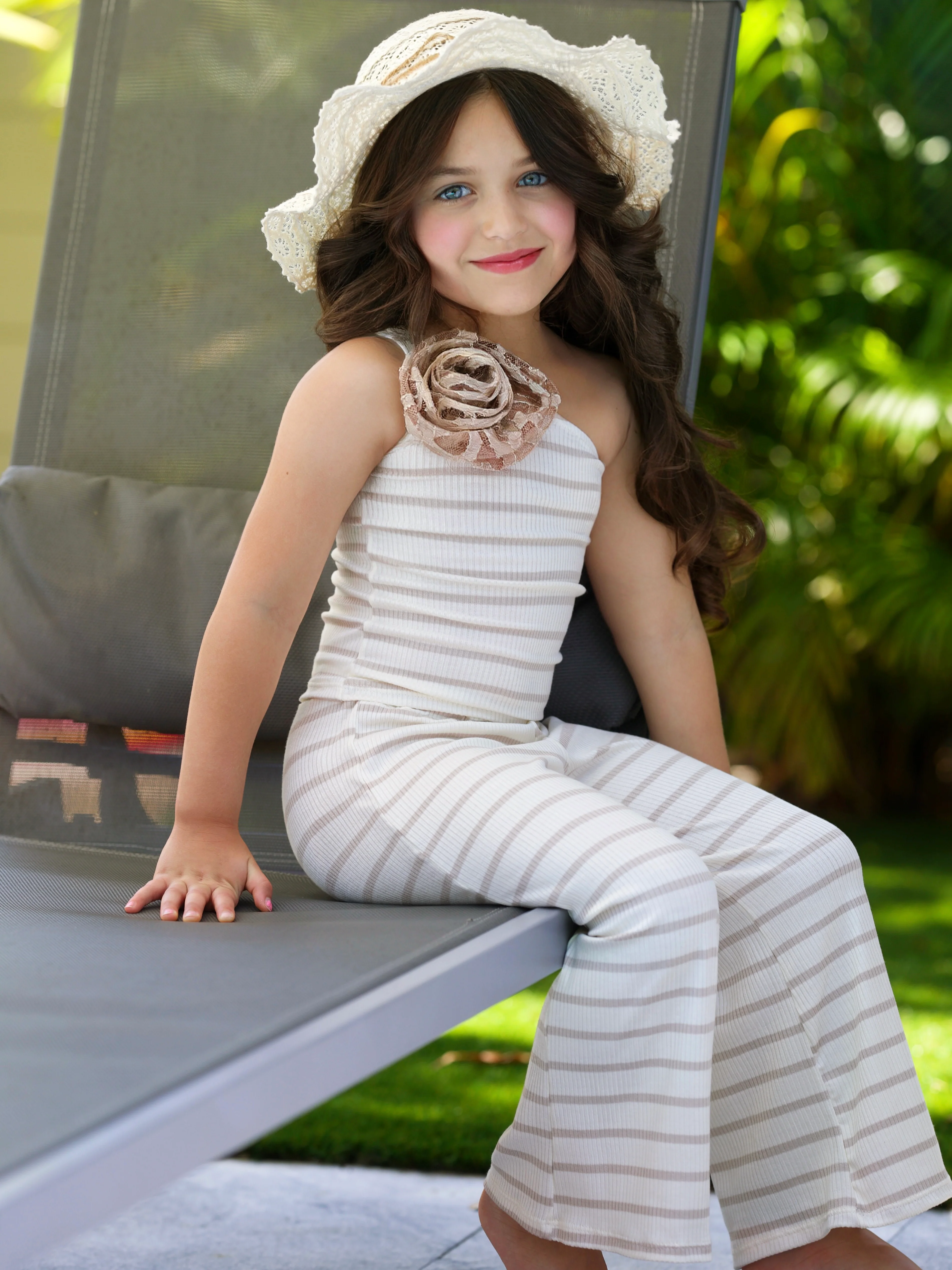 Sandy Stroll Striped One-Shoulder Top and Palazzo Pants Set - Image 7