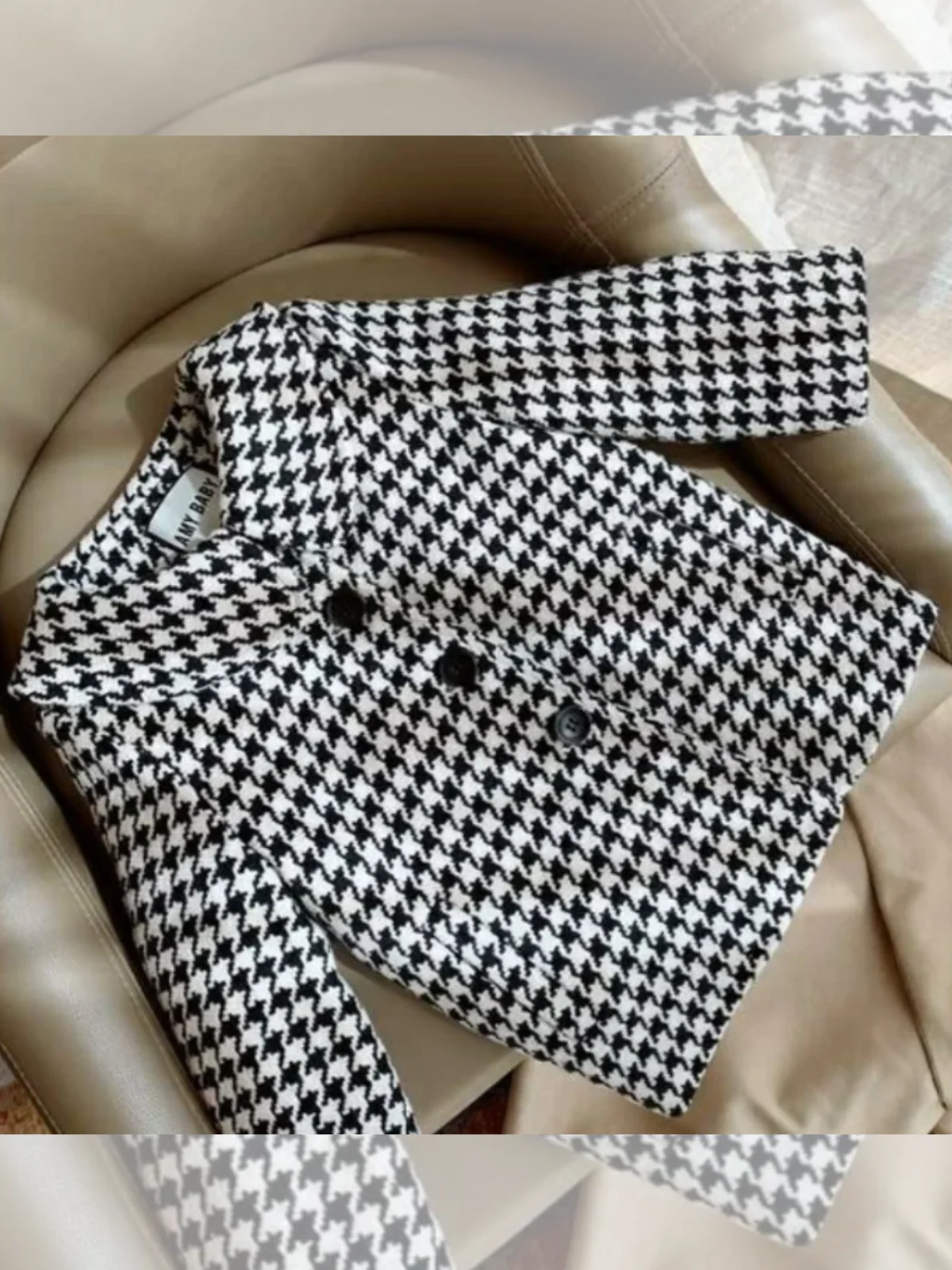 Chic Houndstooth Long Coat - Image 2