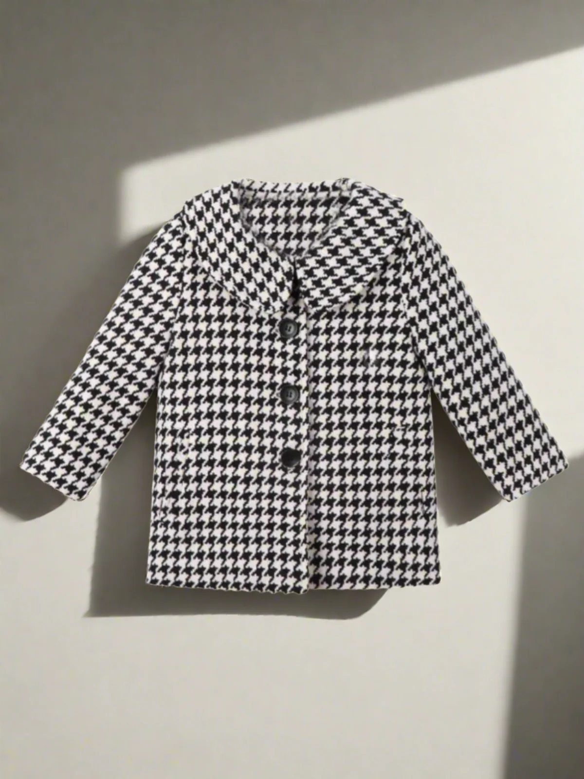 Chic Houndstooth Long Coat - Image 3