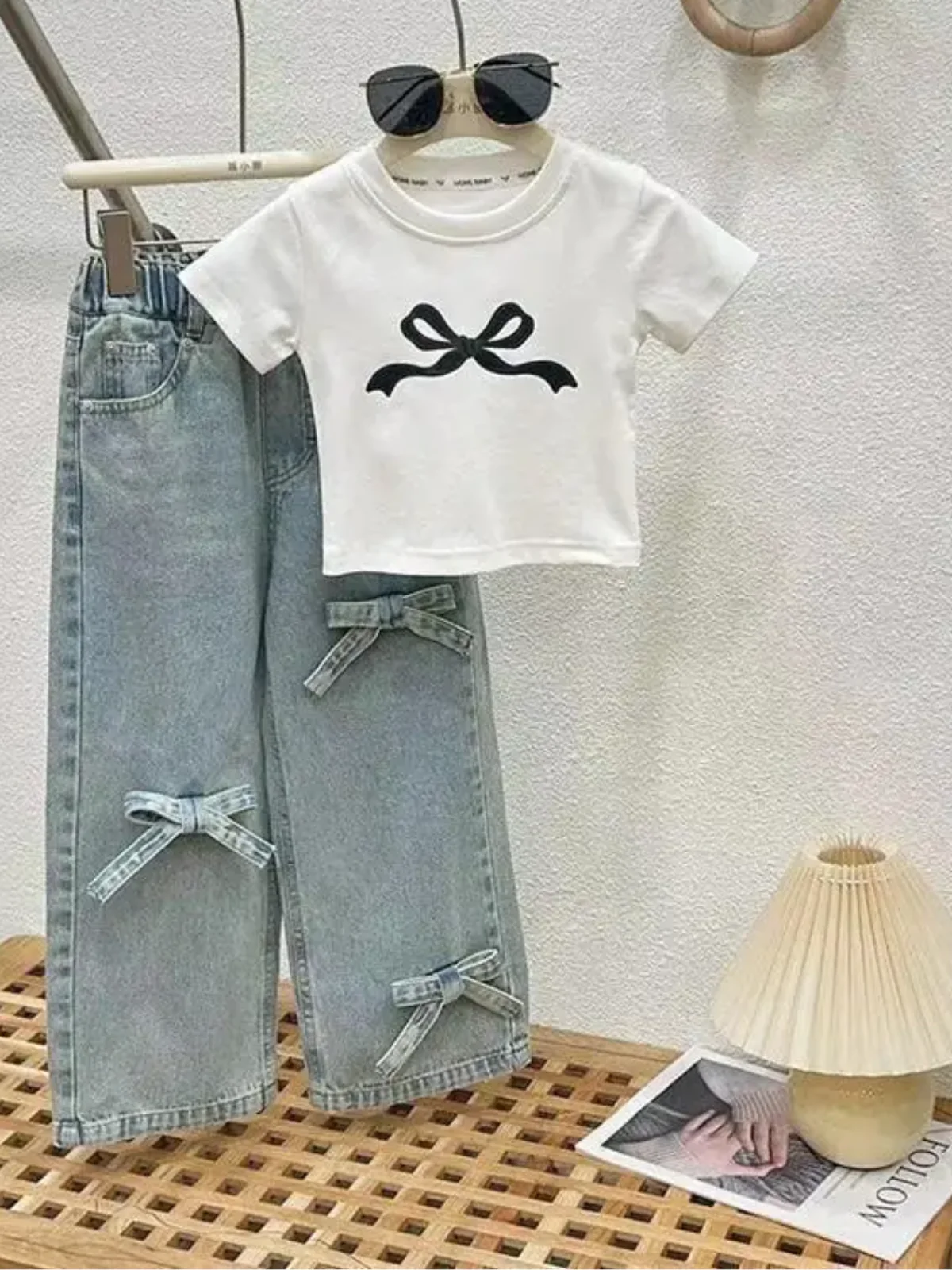 Chic Bow Denim Wide Leg Set - Image 3