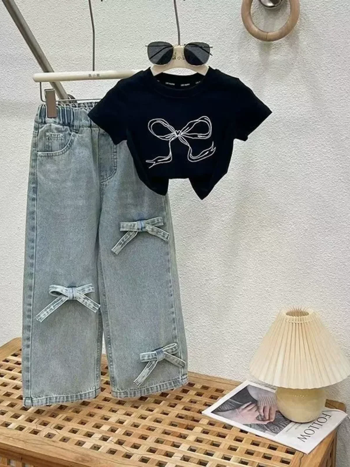 Chic Bow Denim Wide Leg Set - Image 4