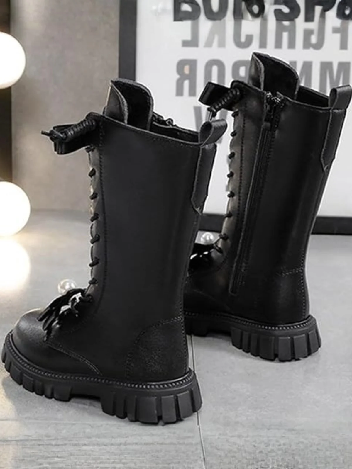 Chic Bow Leather Mid-Calf Boots - Image 5