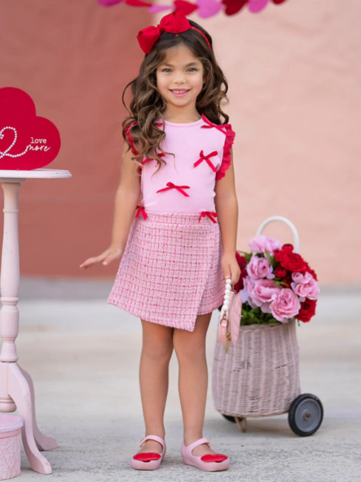 Chic Bows Lace Tank Top and Tweed Skort Set - Image 3