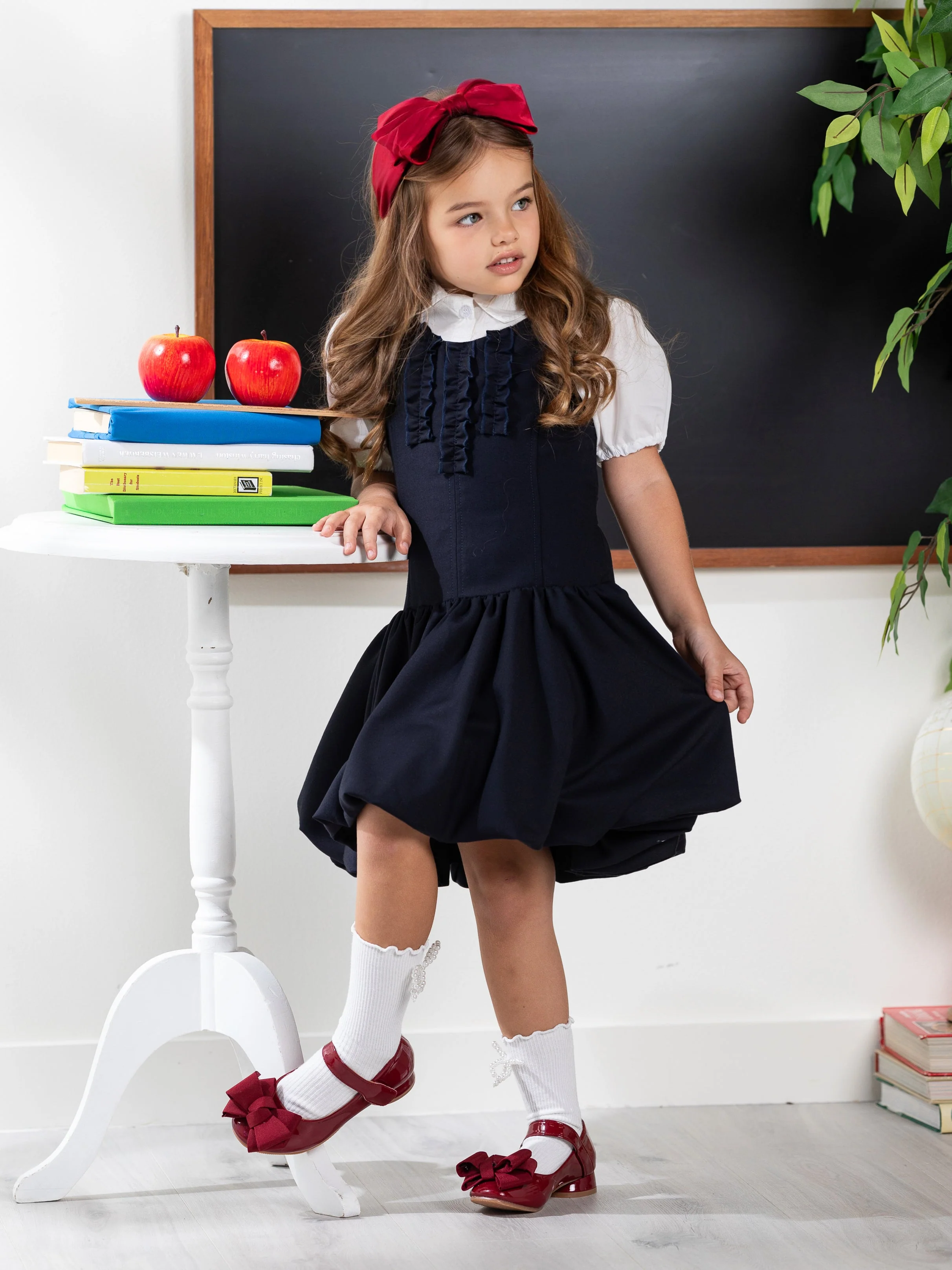 Chic Navy Ruffle Uniform Dress by Kids Couture - Image 7