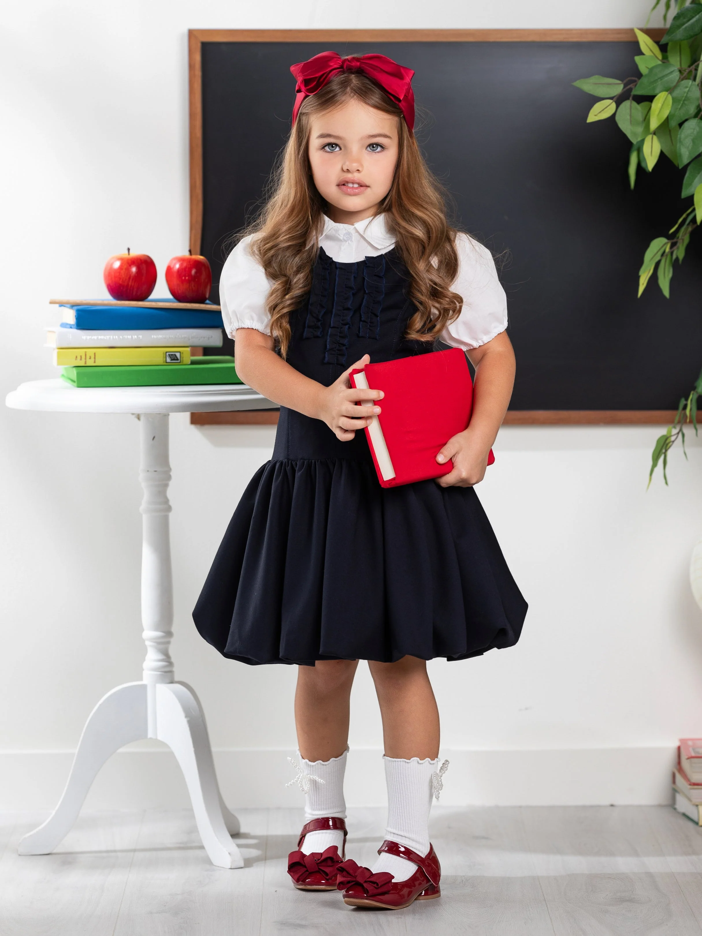 Chic Navy Ruffle Uniform Dress by Kids Couture - Image 8