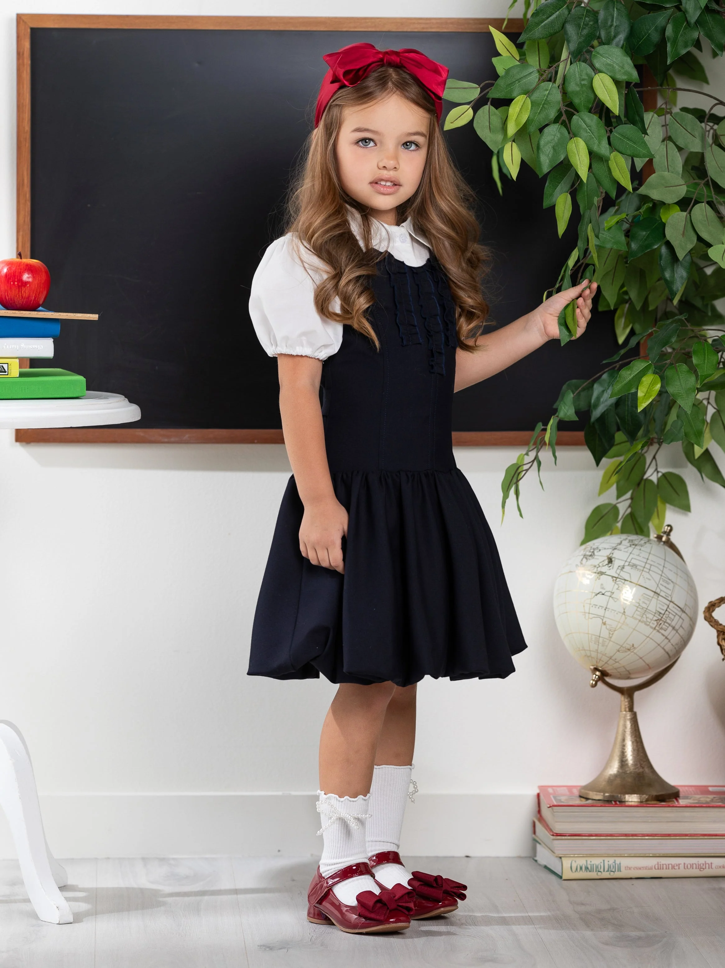 Chic Navy Ruffle Uniform Dress by Kids Couture - Image 9