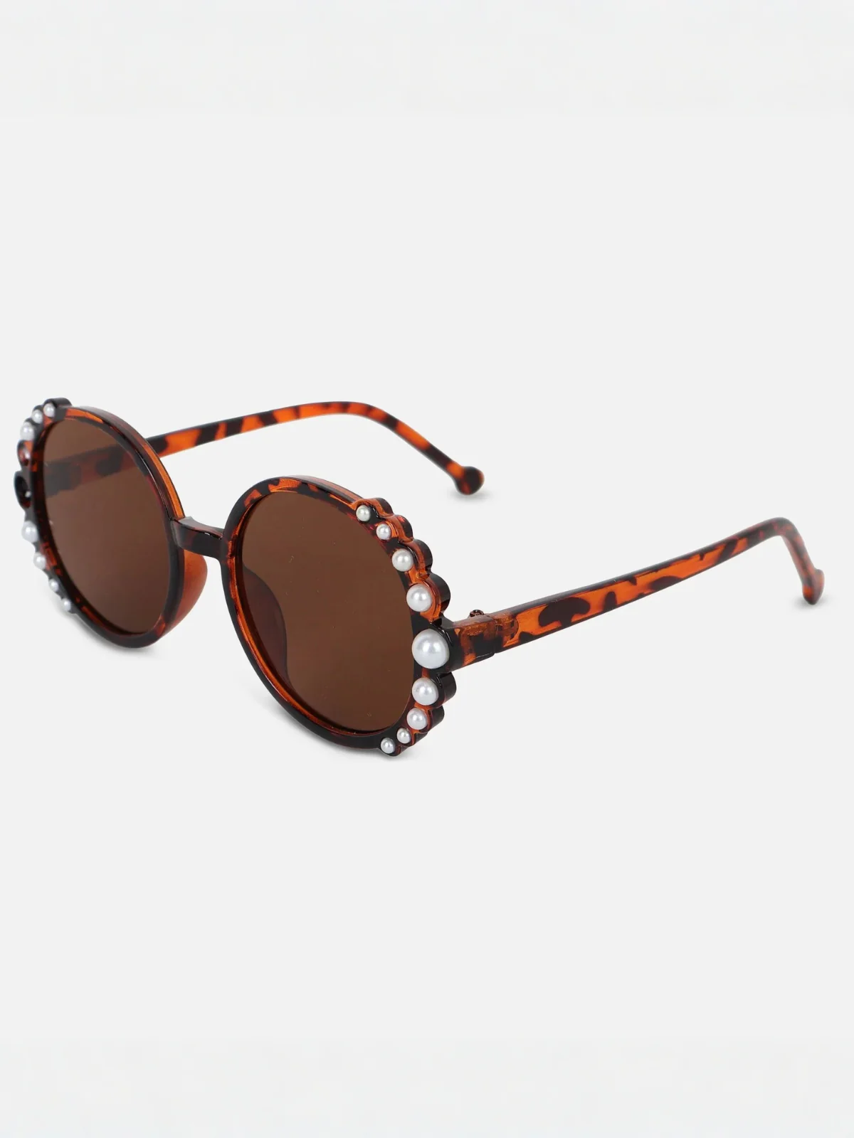 Chic Pearl Trim Round Sunglasses - Image 2