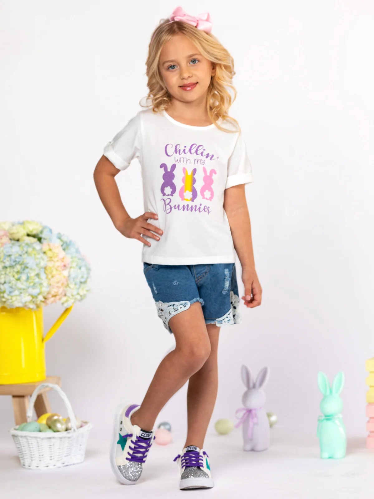 Chillin’ with My Bunnies Easter Graphic T-Shirt - Image 4