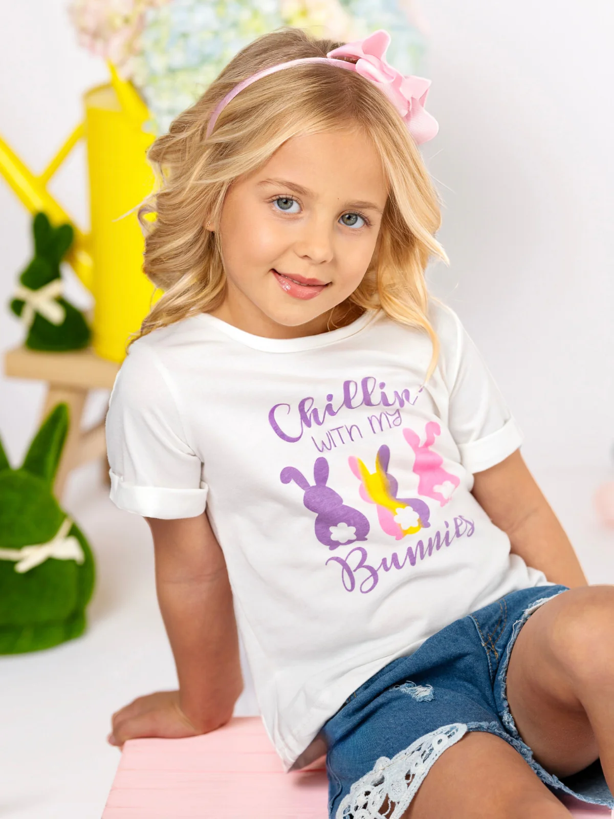Chillin’ with My Bunnies Easter Graphic T-Shirt - Image 5