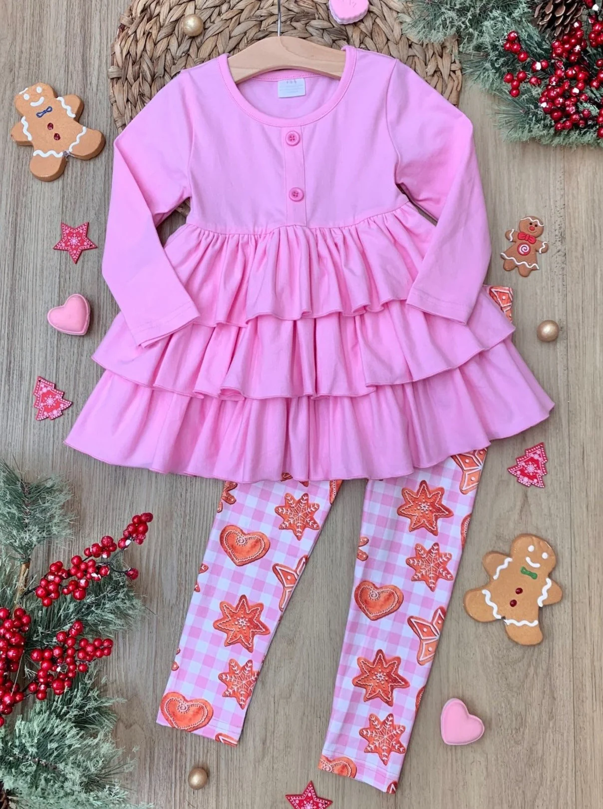 Christmas Cookies Tiered Ruffle Tunic and Legging Set - Image 3