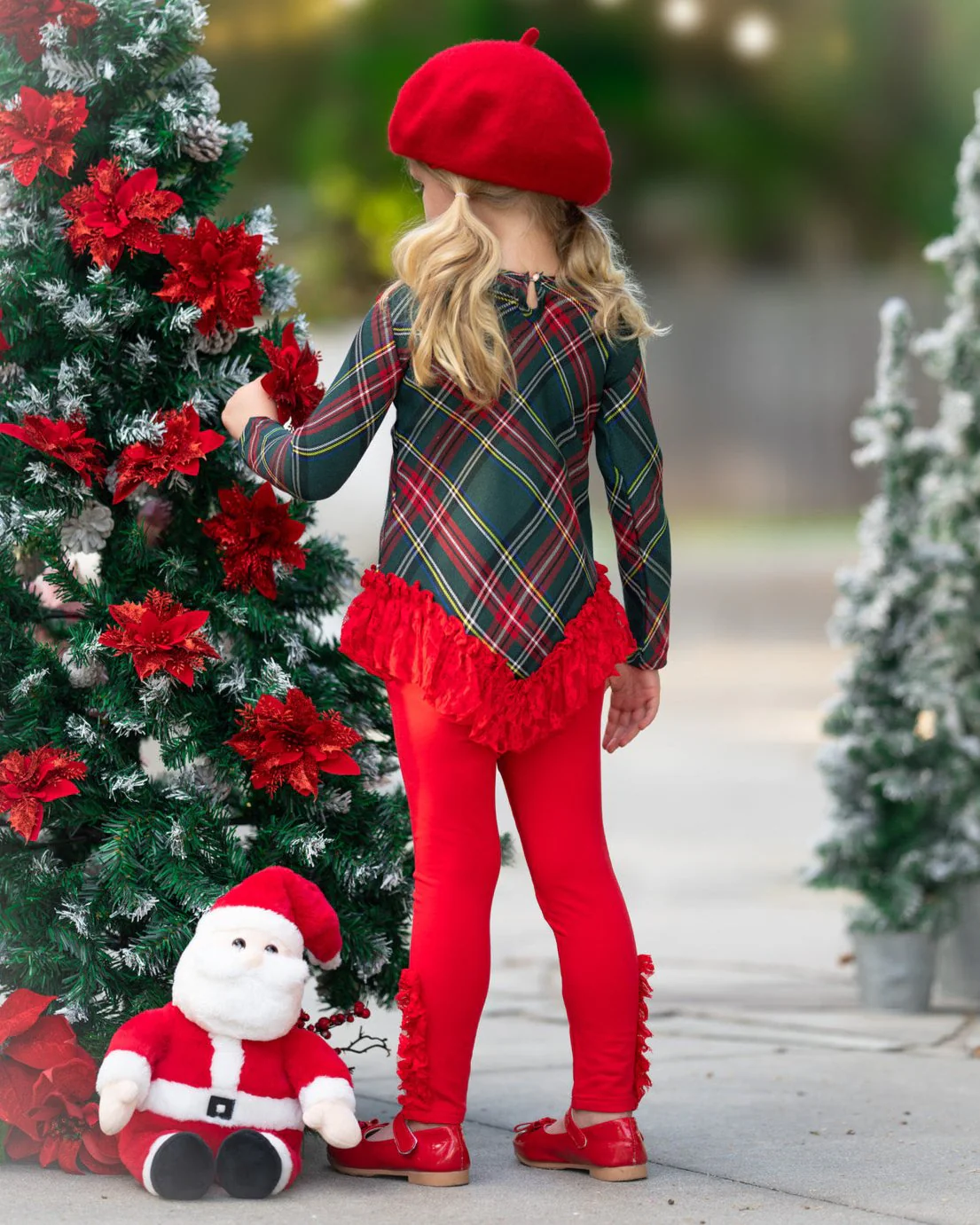Classic Plaid Lace Tunic and Legging Set - Image 2