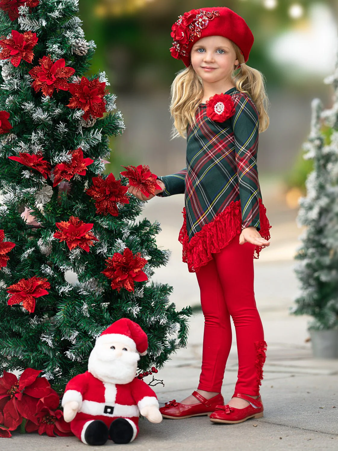 Classic Plaid Lace Tunic and Legging Set - Image 5