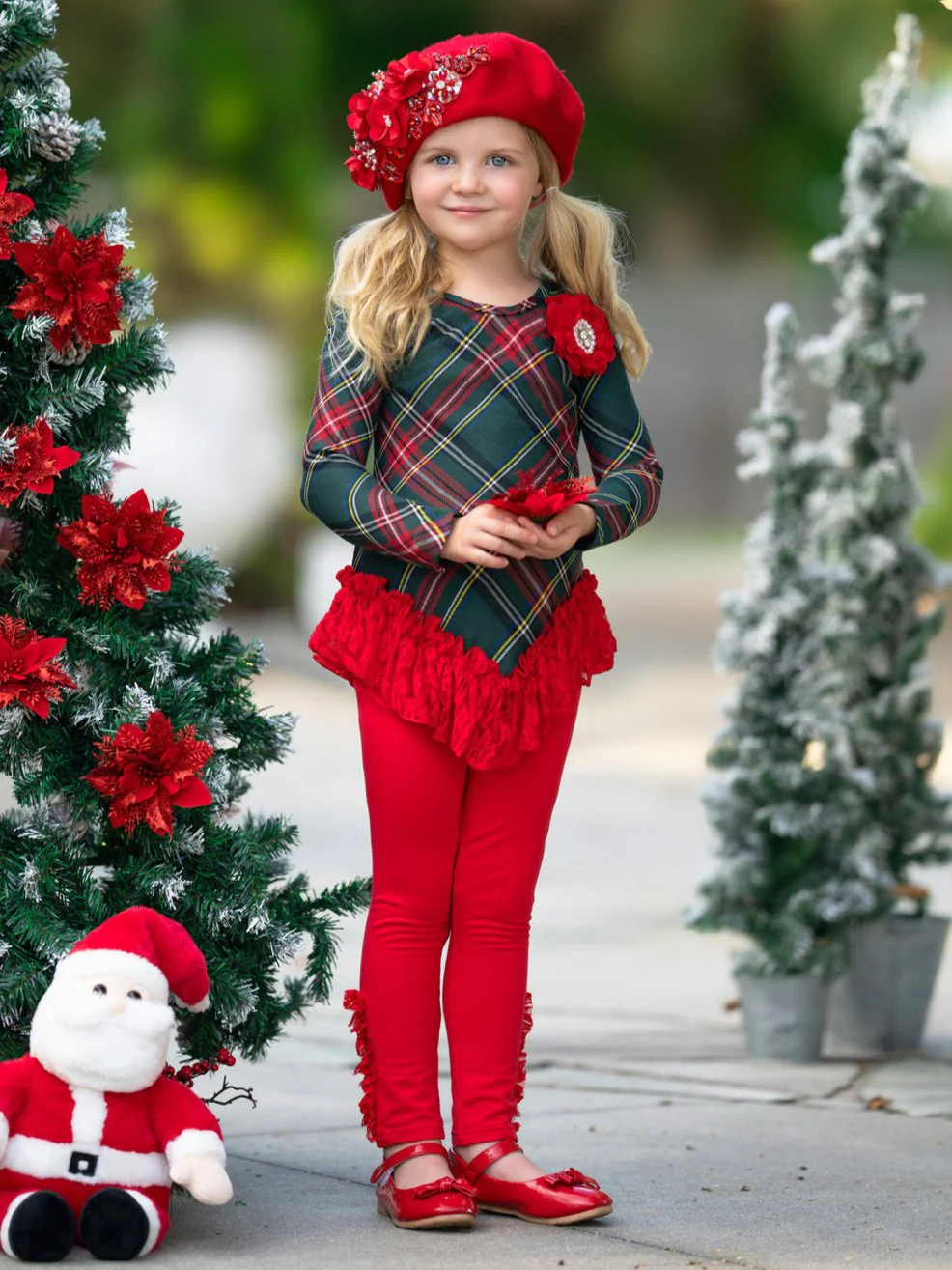 Classic Plaid Lace Tunic and Legging Set - Image 6