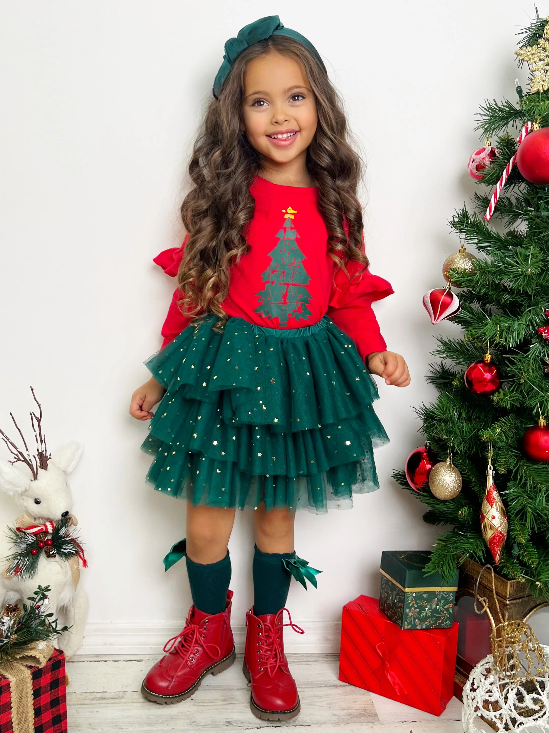 Light Up The Room Christmas Tree Tutu Skirt Set - Image 3